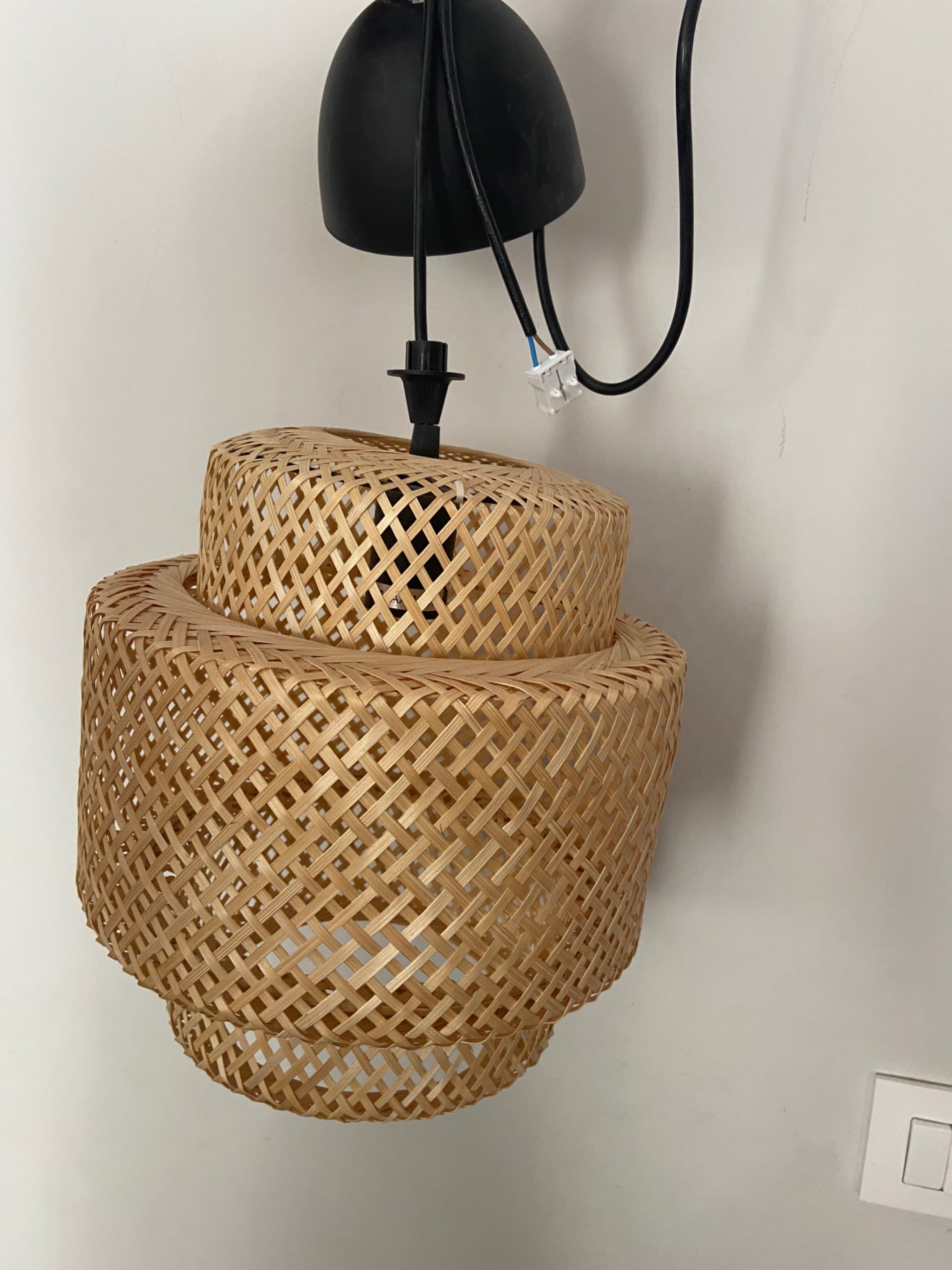 SINNERLIG lámpara de techo, bambú/a mano, 50 cm