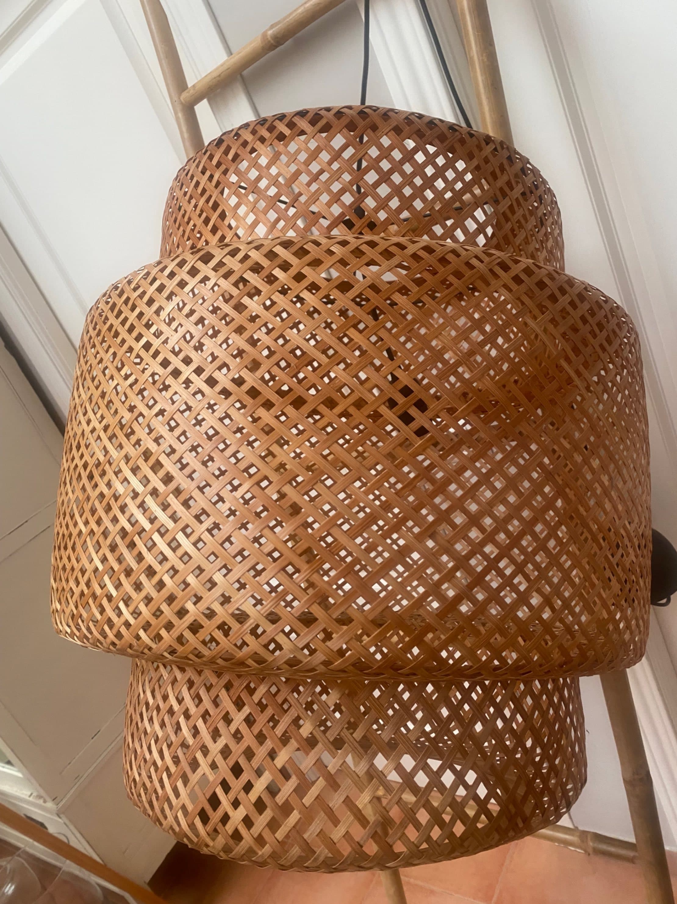 SINNERLIG lámpara de techo, bambú/a mano, 50 cm