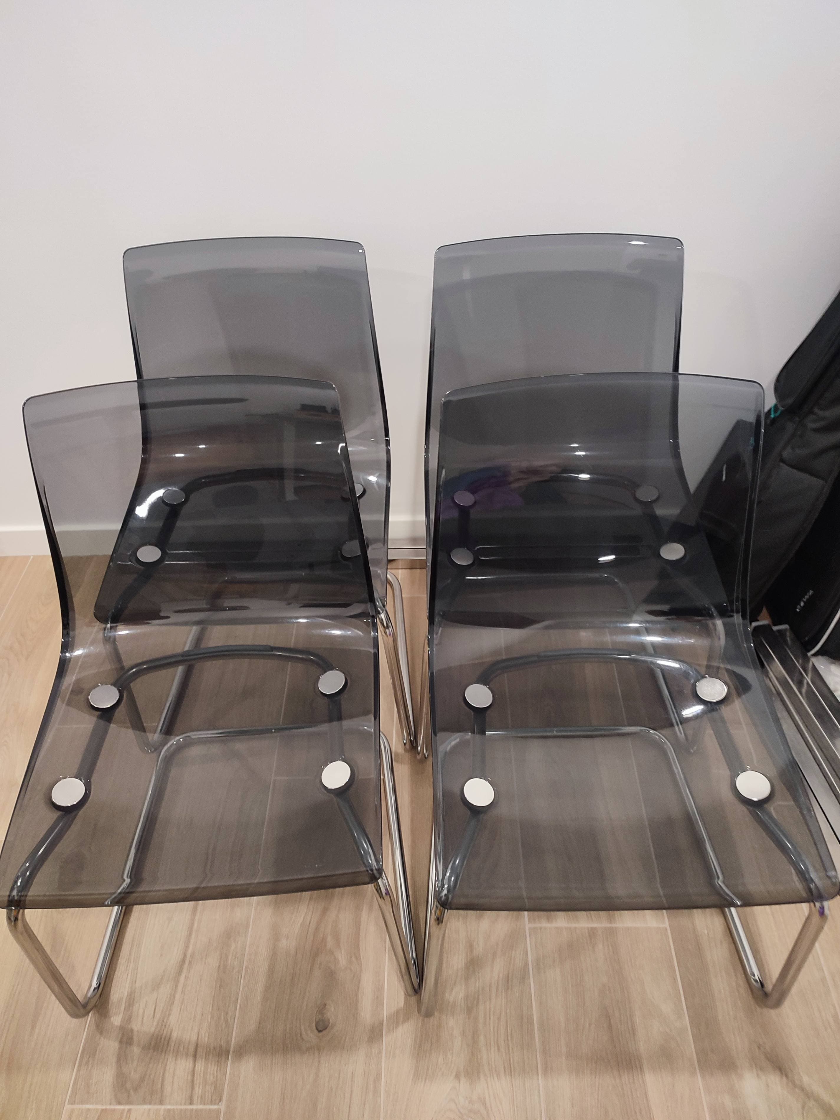 TOBIAS chair, grey/chrome-plated