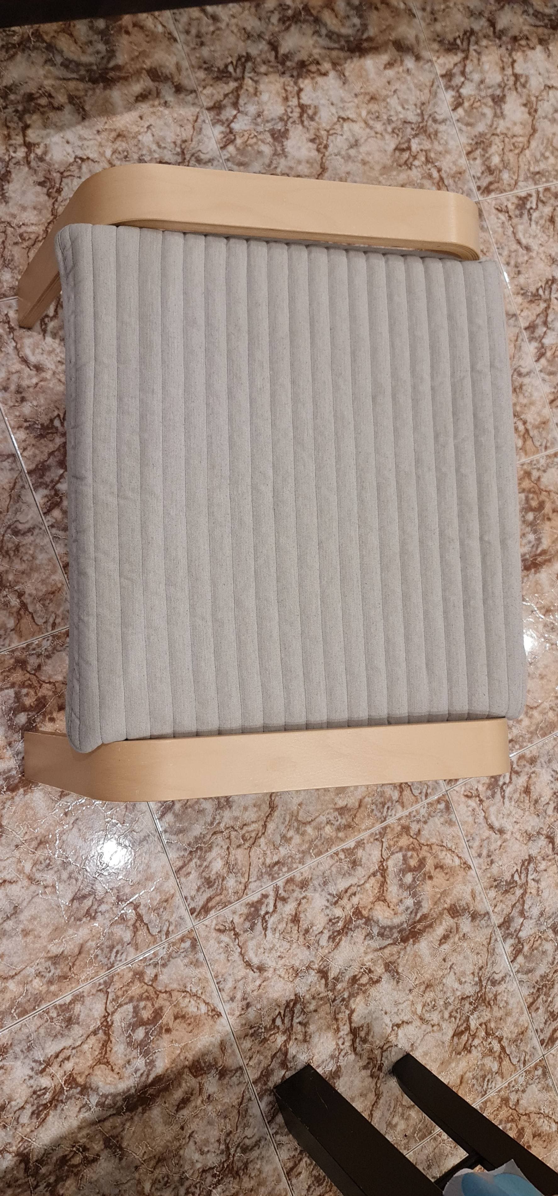 POÄNG footstool, birch veneer/Gunnared beige