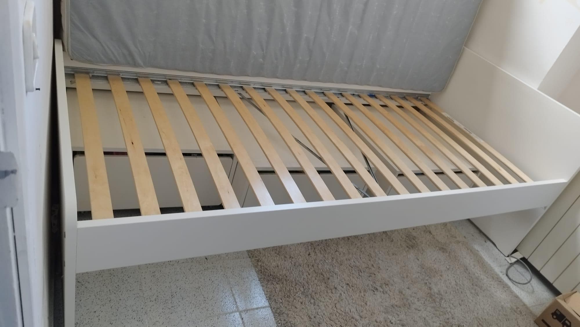 SLÄKT estrutura de cama con somier, branco, 90x200 cm