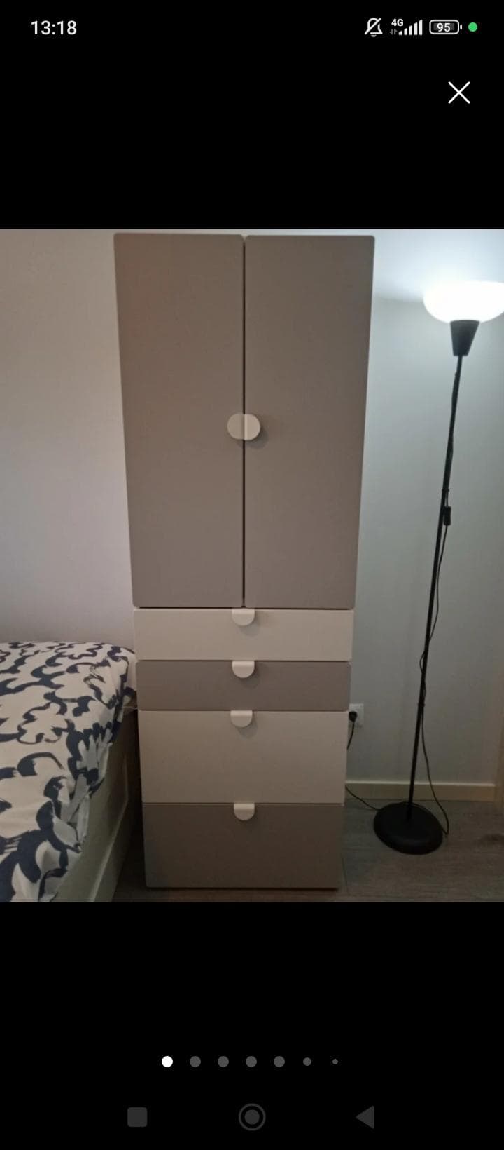 SMÅSTAD / PLATSA armario, blanco gris/con 3 cajones, 60x57x181 cm