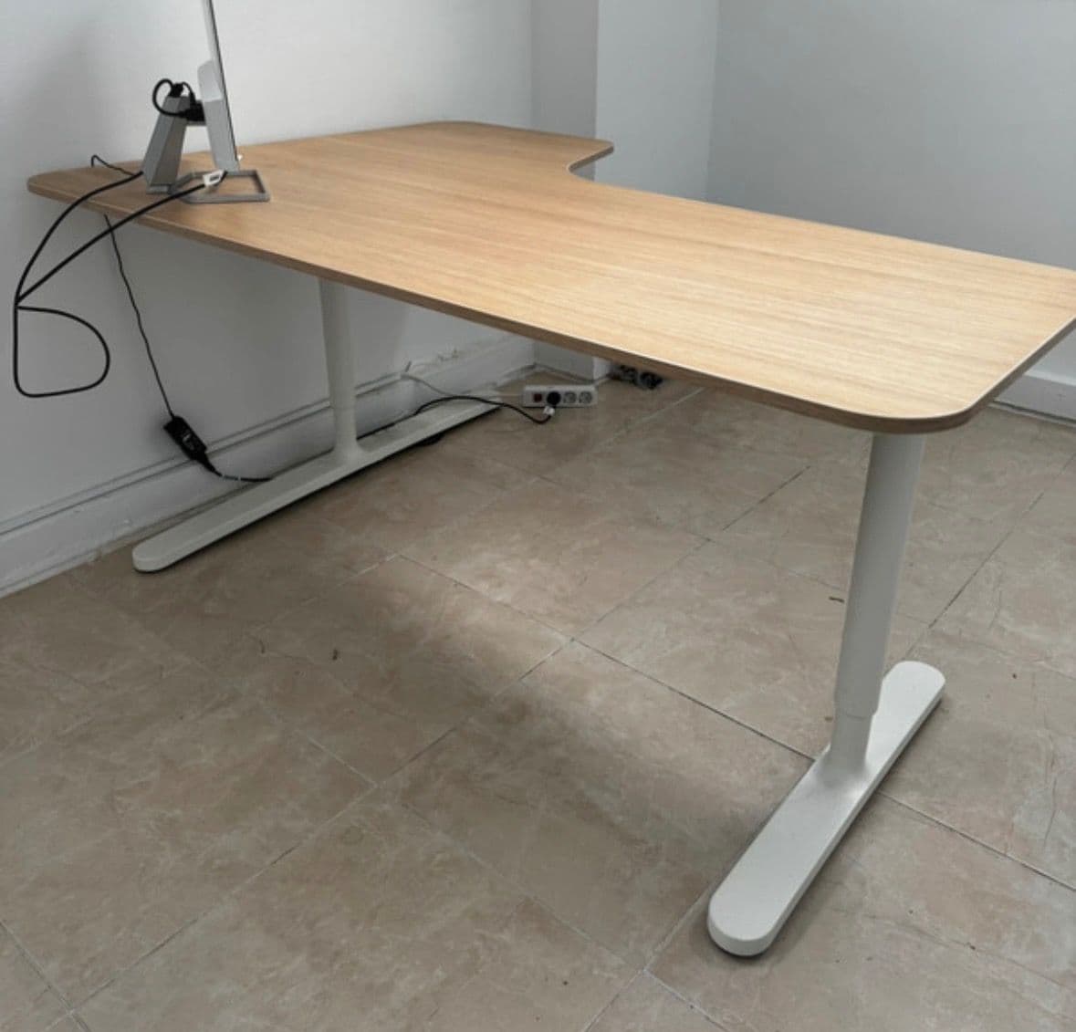 MITTZON desk, birch veneer/white, 140x80 cm