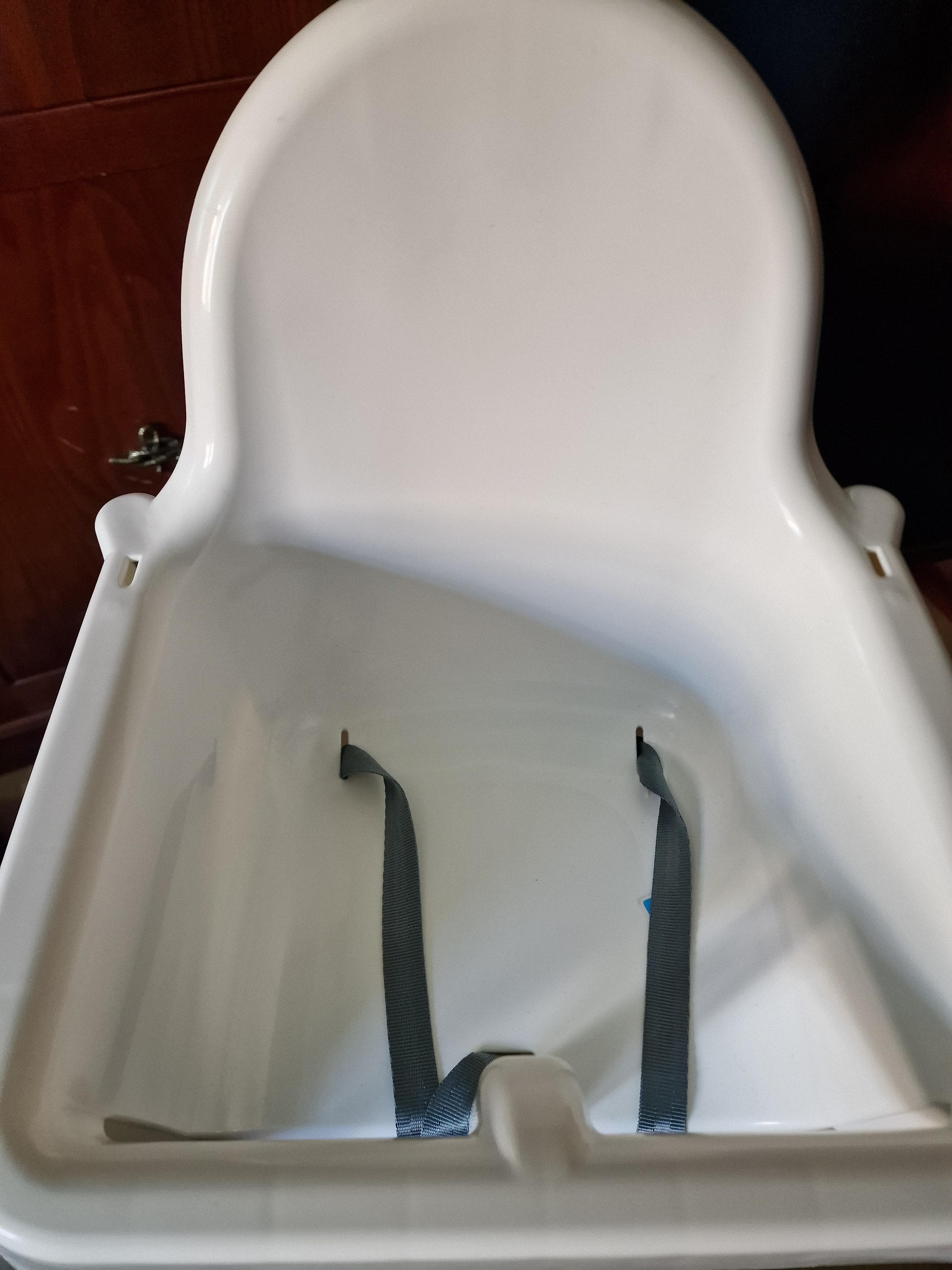 ANTILOP highchair with safety belt, white/silver-colour