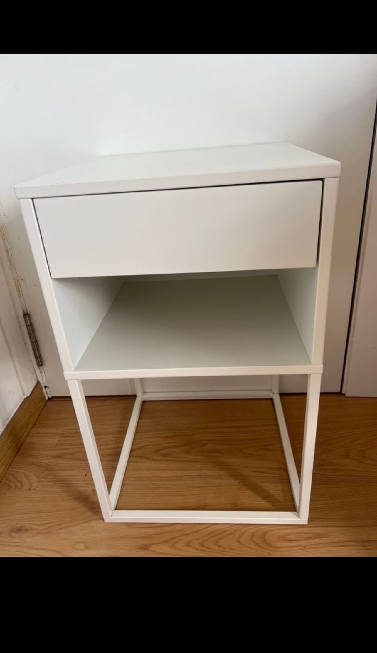 VIKHAMMER bedside table, white, 40x39 cm