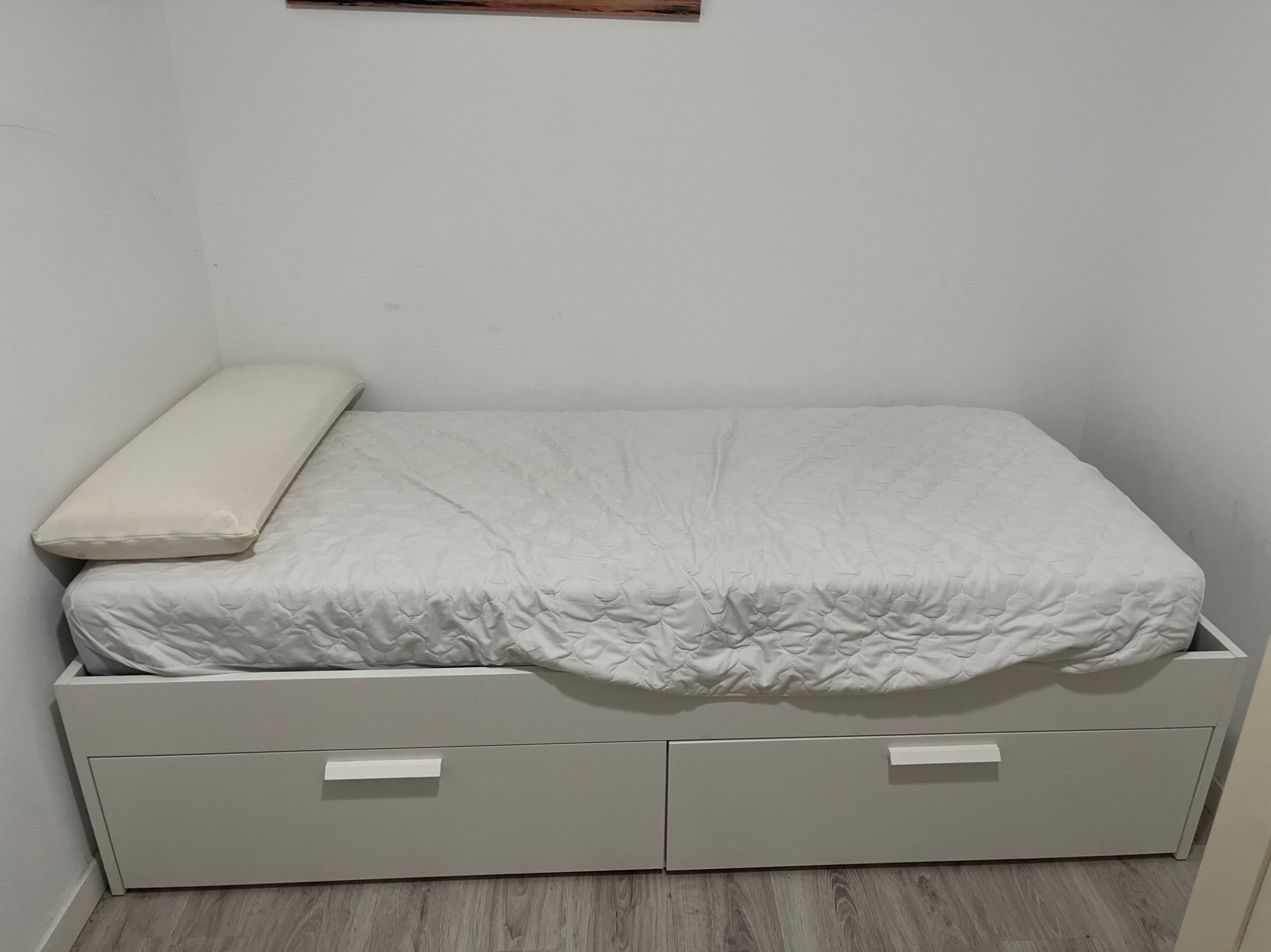 BRIMNES bed frame with storage, white, 90x200 cm