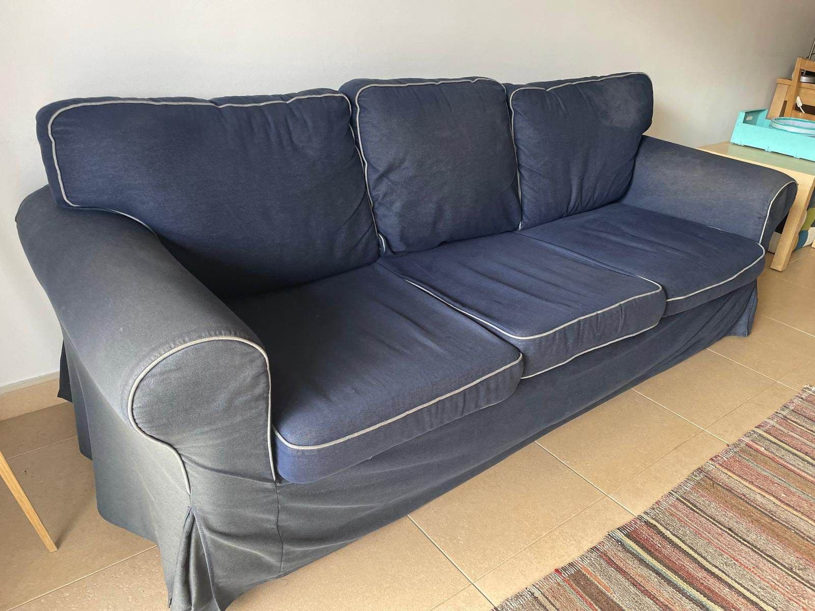 EKTORP 3 eserlekuko sofa, Kilanda urdin iluna
