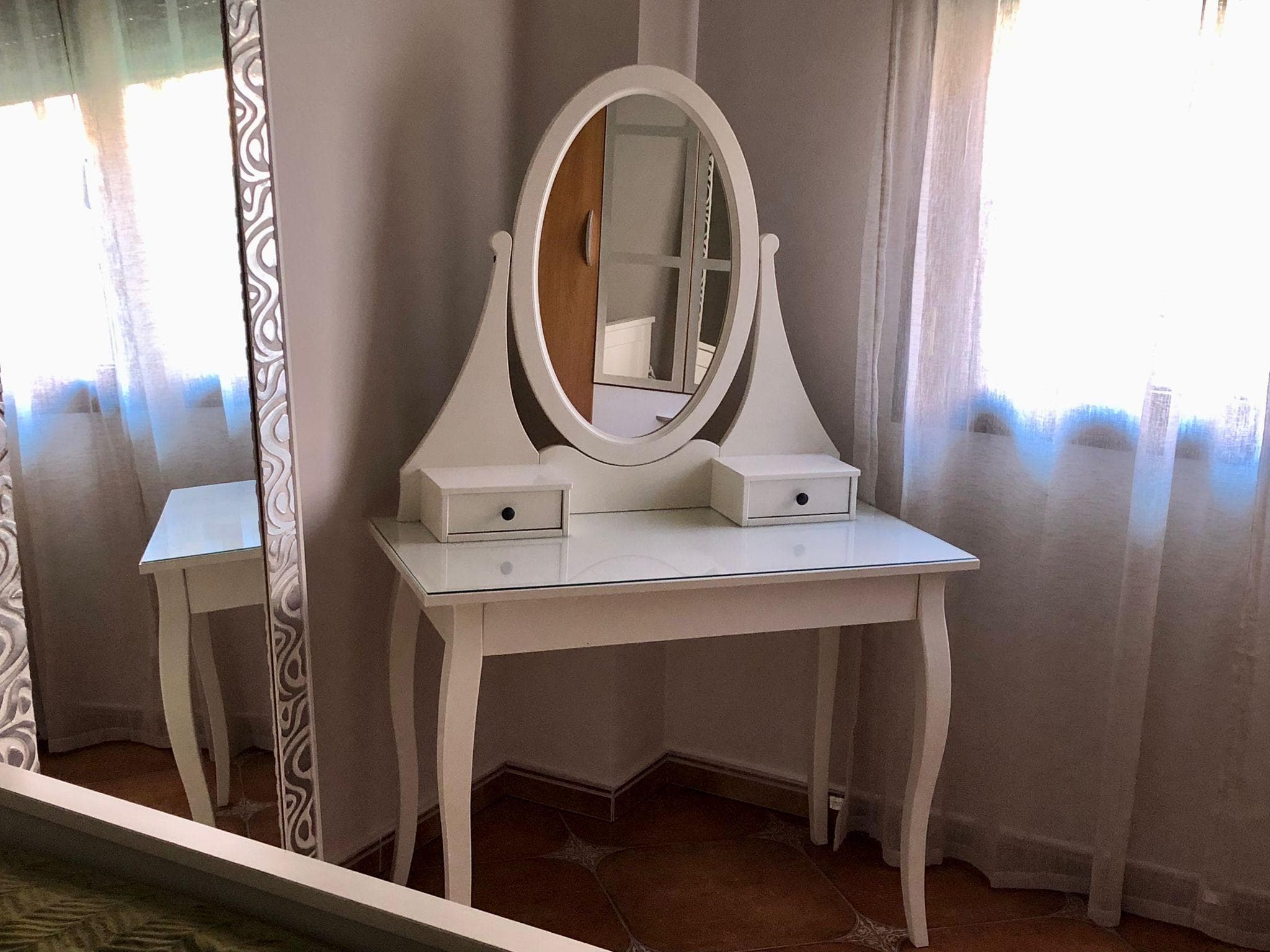 HEMNES dressing table with mirror, white, 100x50 cm