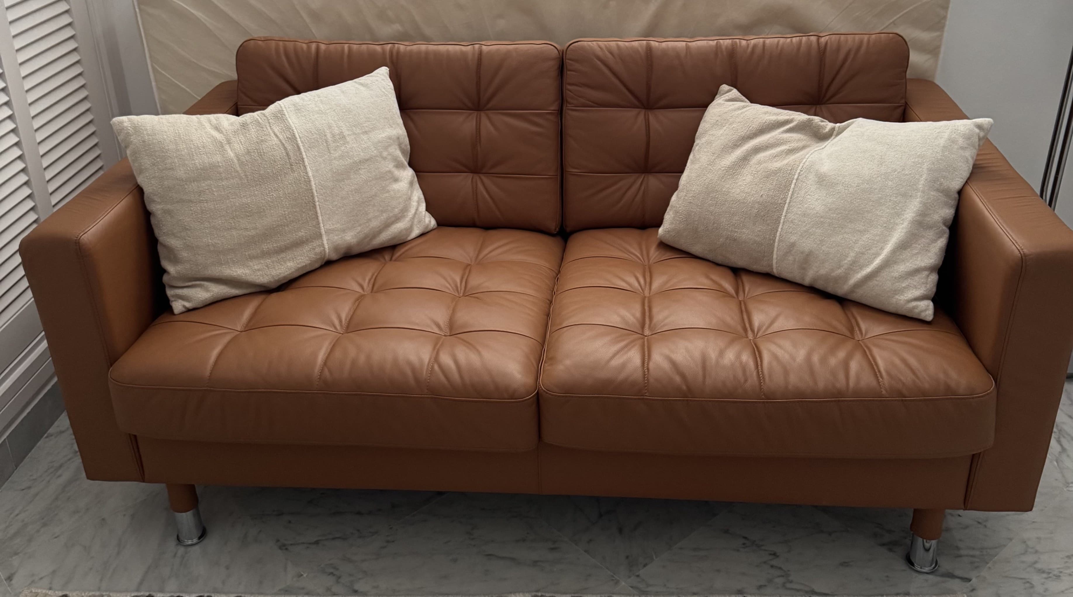 LANDSKRONA 2-seat sofa, Grann/Bomstad golden-brown/wood