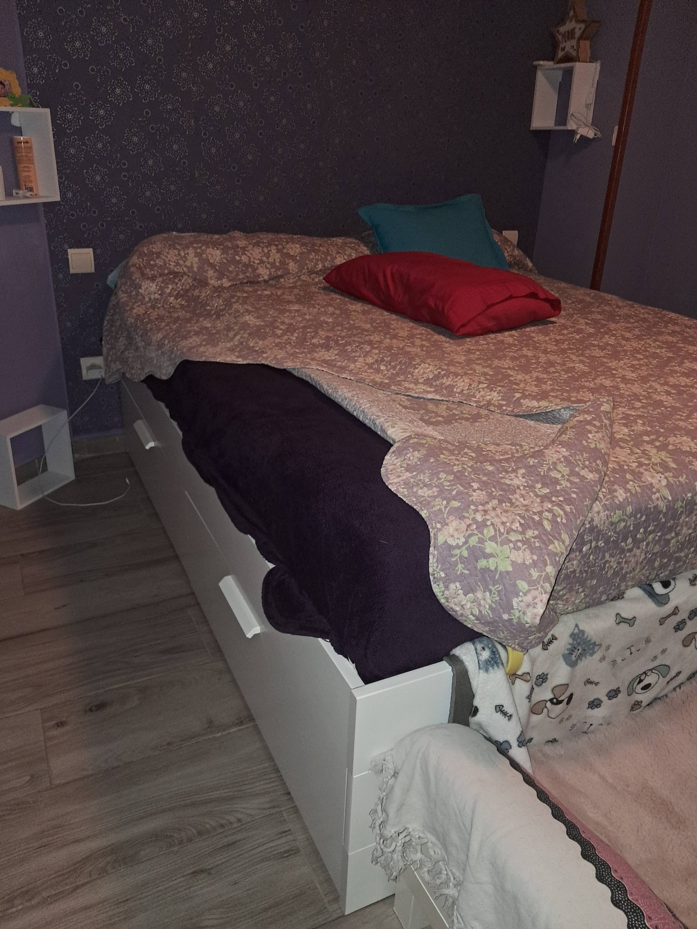 BRIMNES bed frame w storage and headboard, white, 160x200 cm