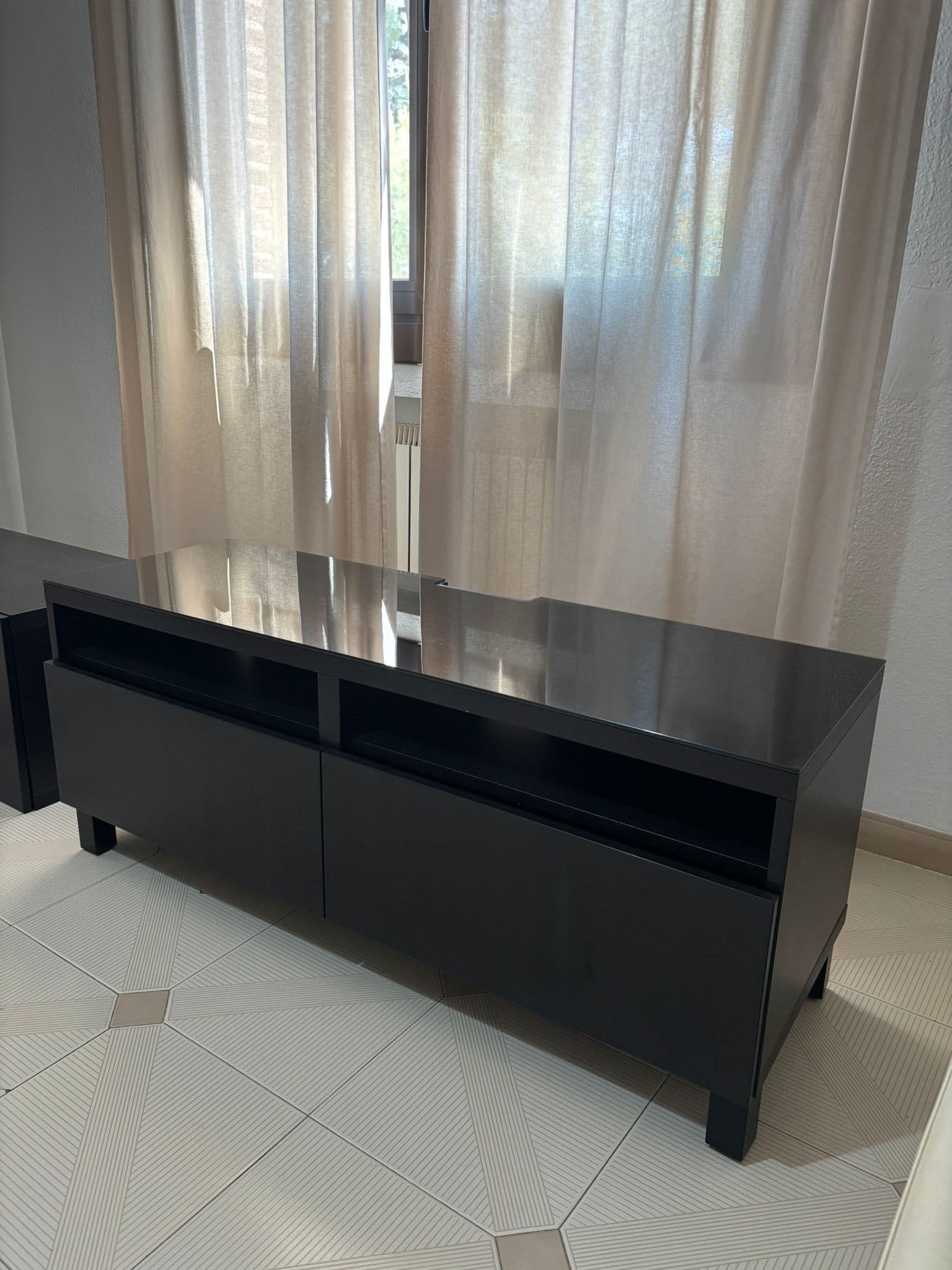 BESTÅ TV bench with drawers, black-brown/Lappviken/Stubbarp black-brown, 120x42x48 cm