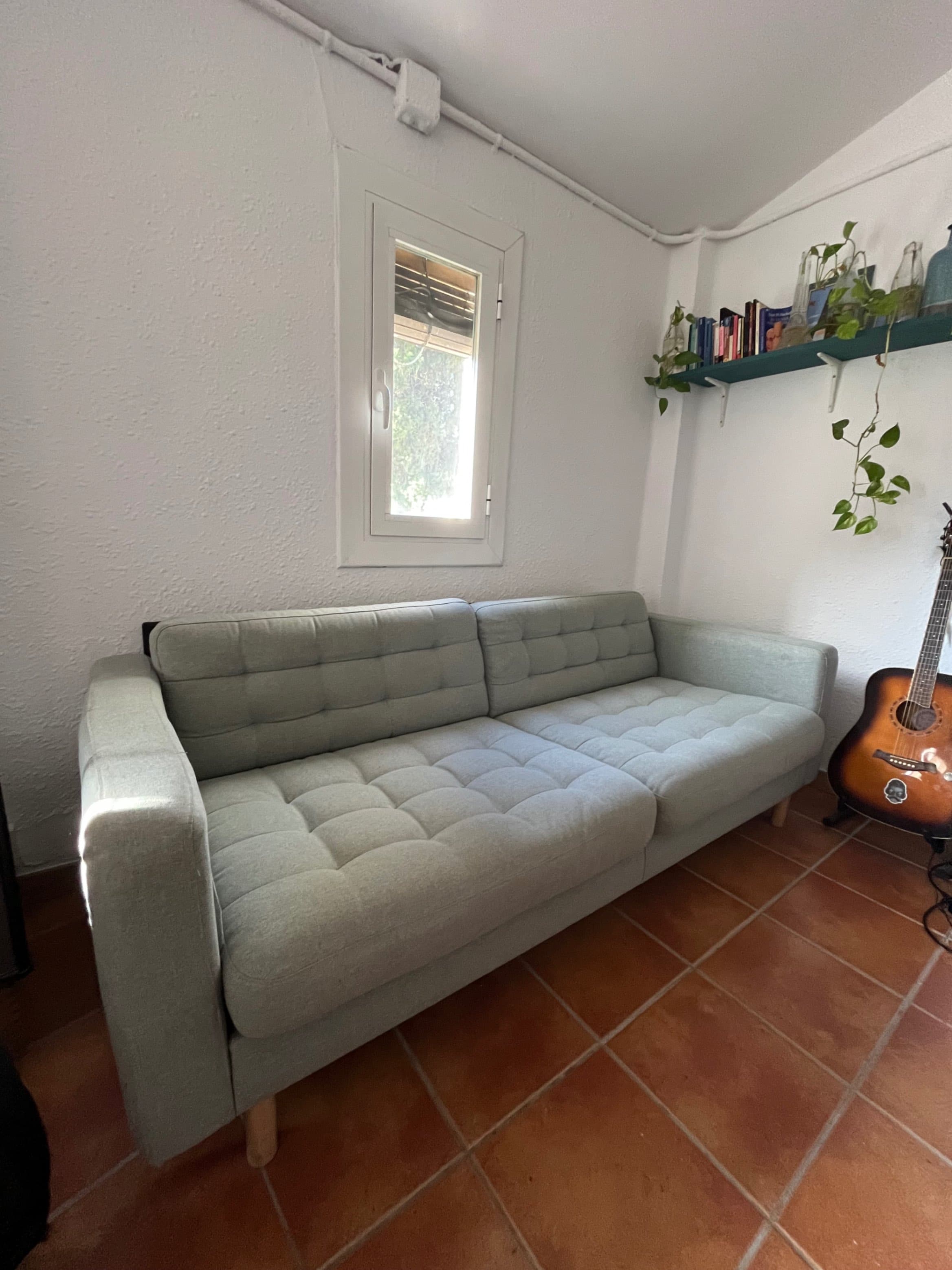 LANDSKRONA 3 eserlekuko ohe-sofa, Gunnared berde argia/zura