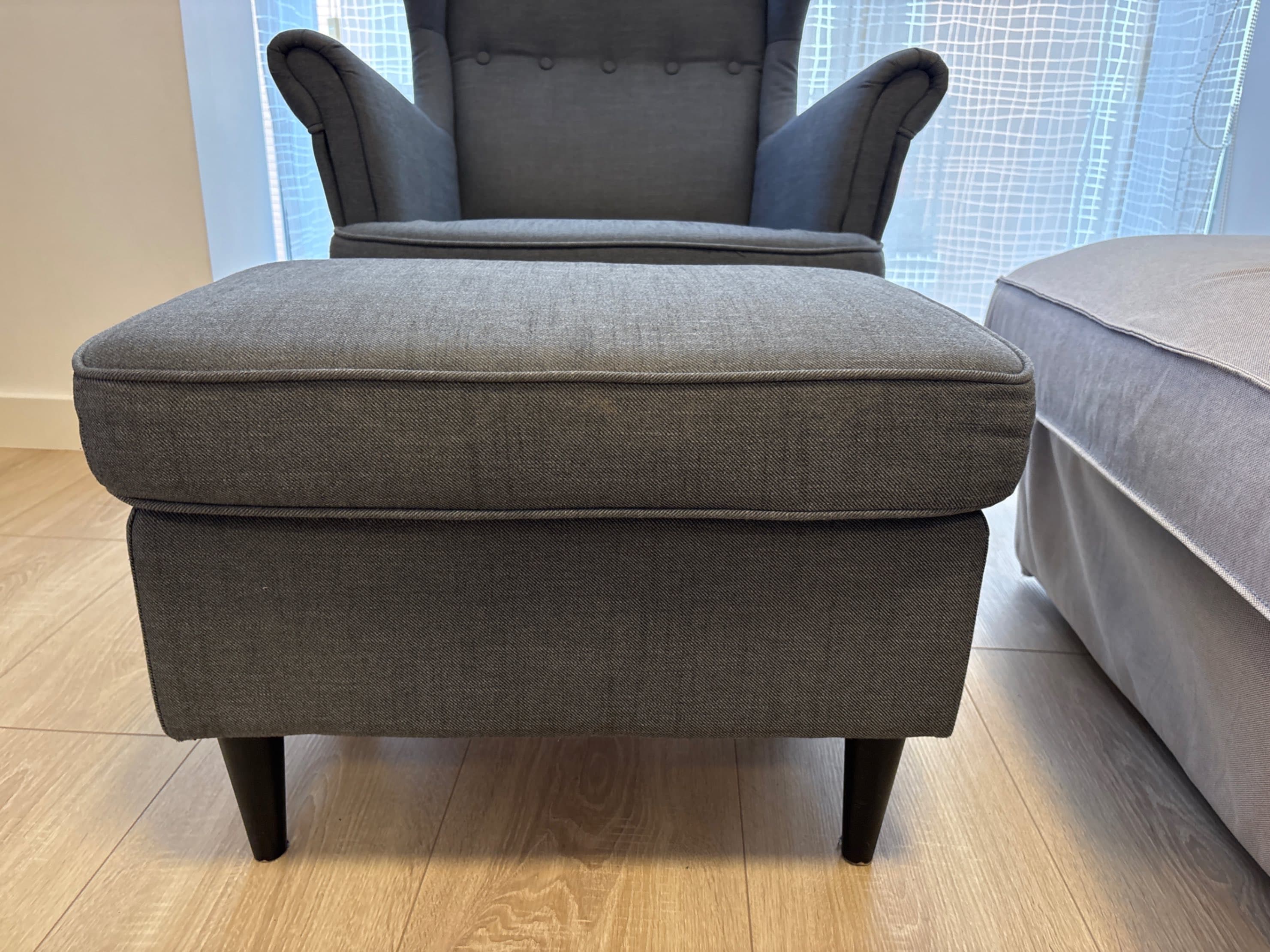 STRANDMON footstool, Nordvalla dark grey