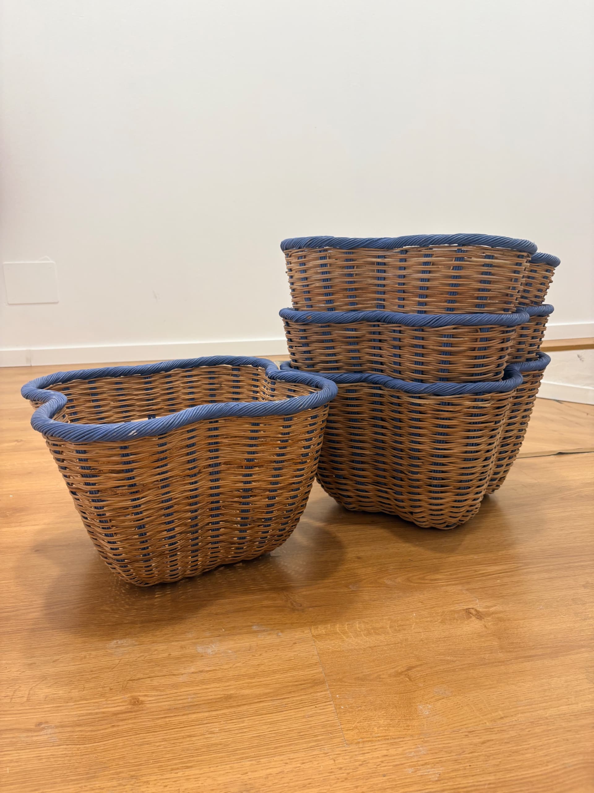 4 UNIDADES OMMJÄNGE cistell, beix/blau, 40x40x26 cm