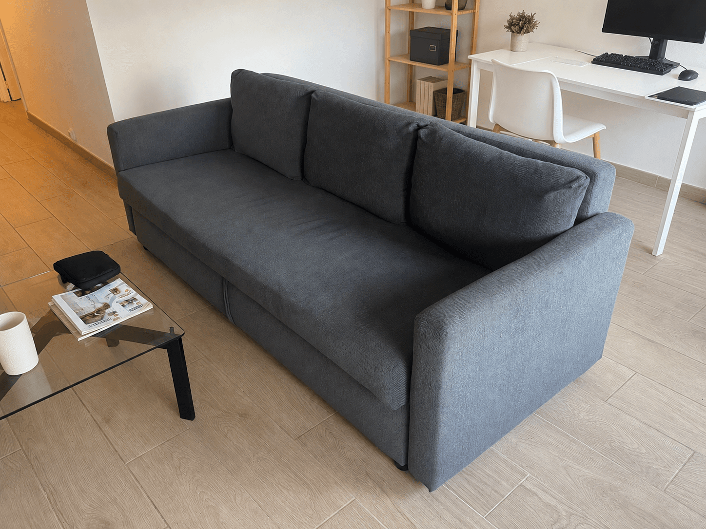SOFÁ CAMA FRIHETEN sofá cama 3 prazas, Hyllie gris escuro