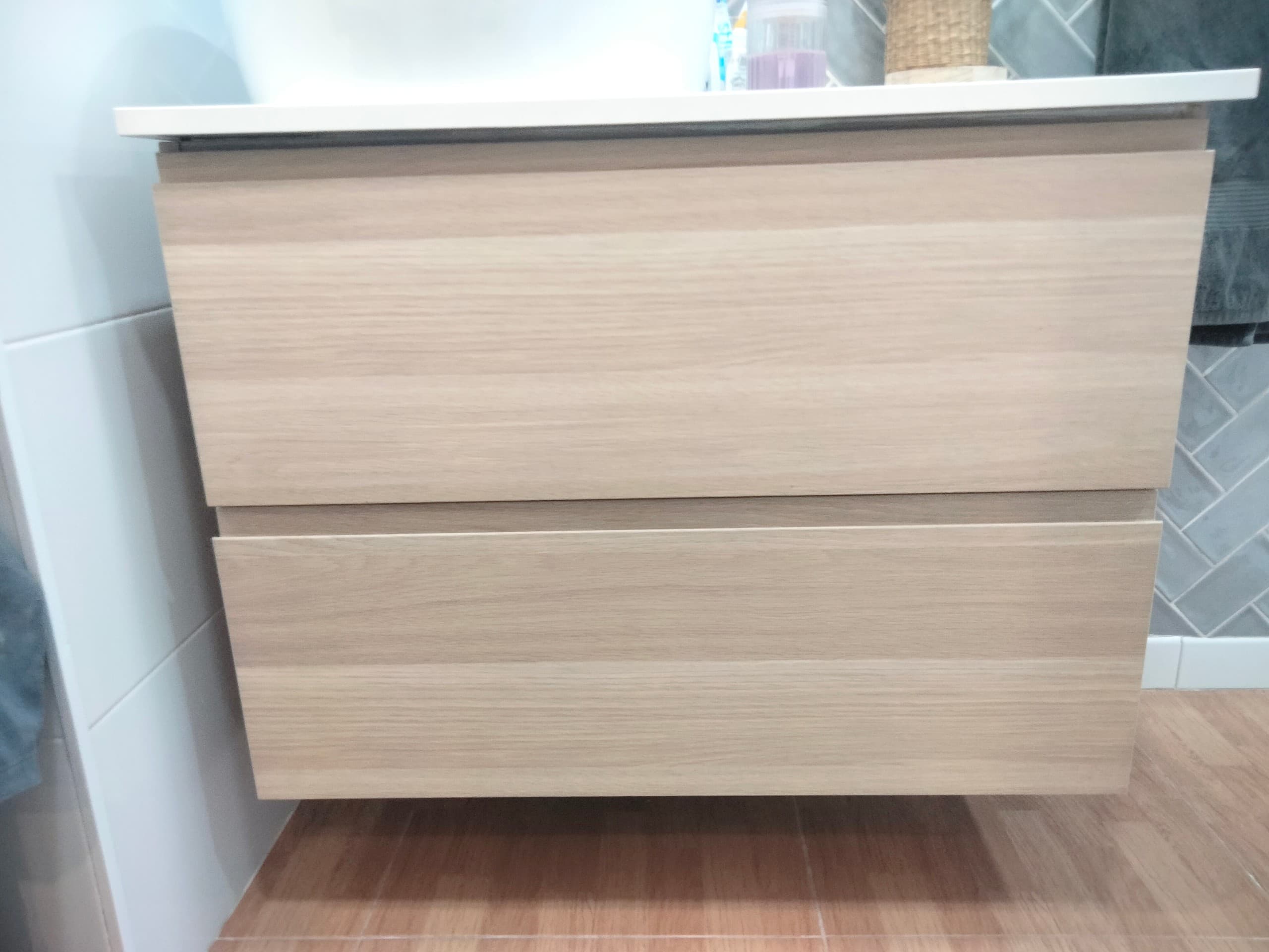 ÄNGSJÖN moble de lavabo amb calaixos, efecte roure, 80x48x63 cm