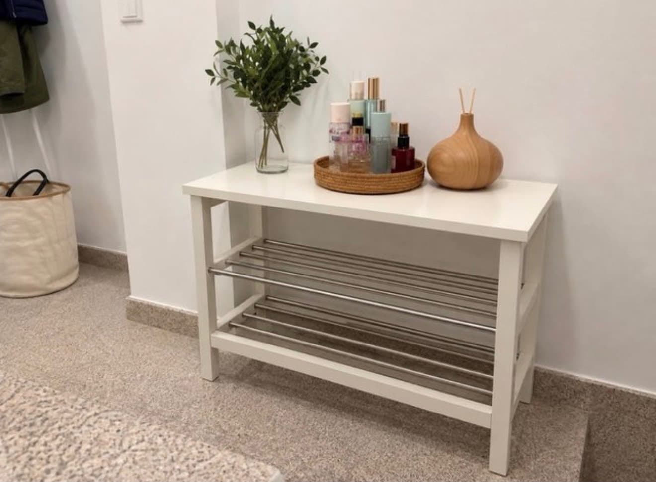 TJUSIG banco zapatero, negro, 108x34x50 cm