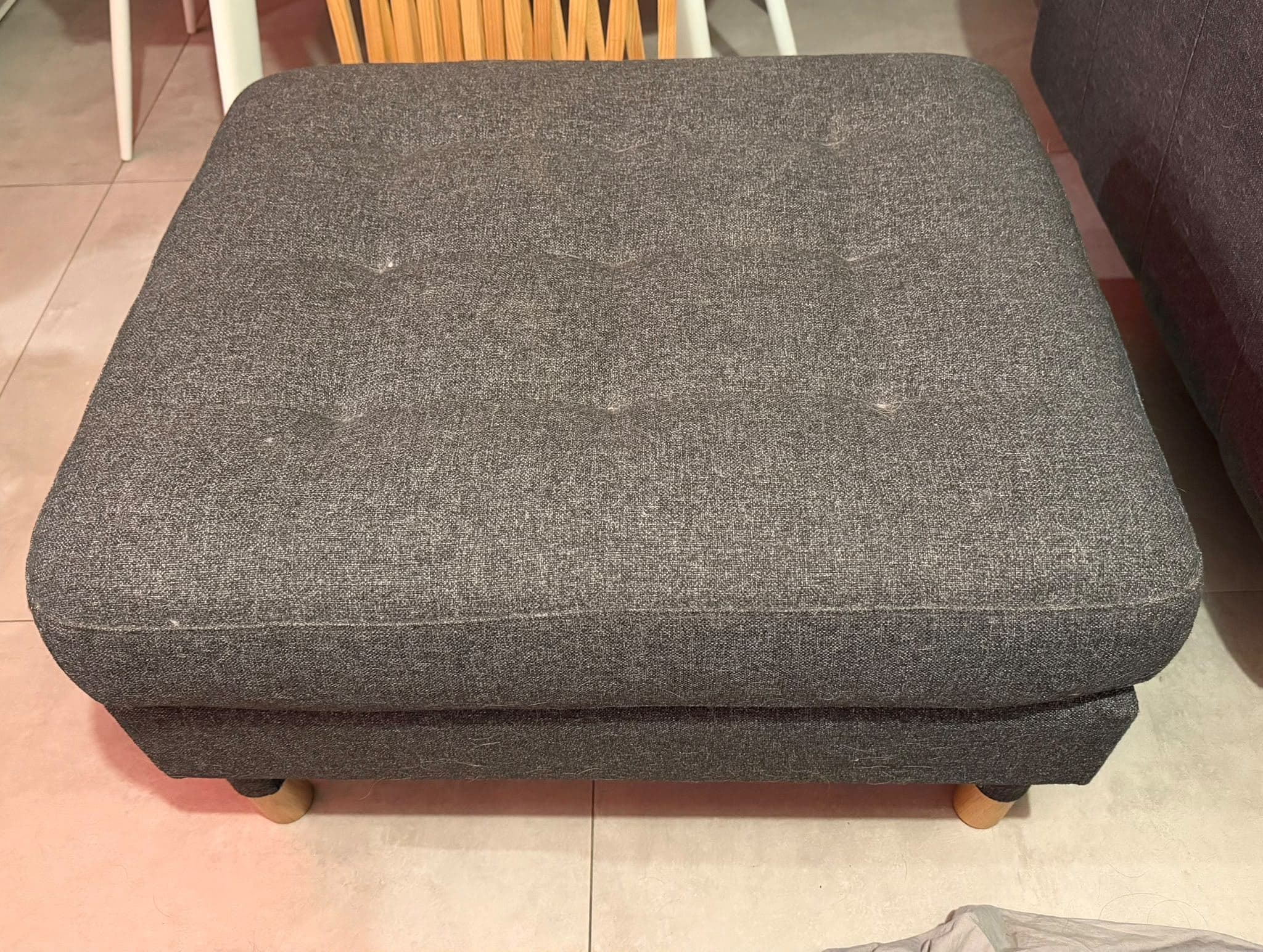LANDSKRONA footstool, Gunnared dark grey/wood