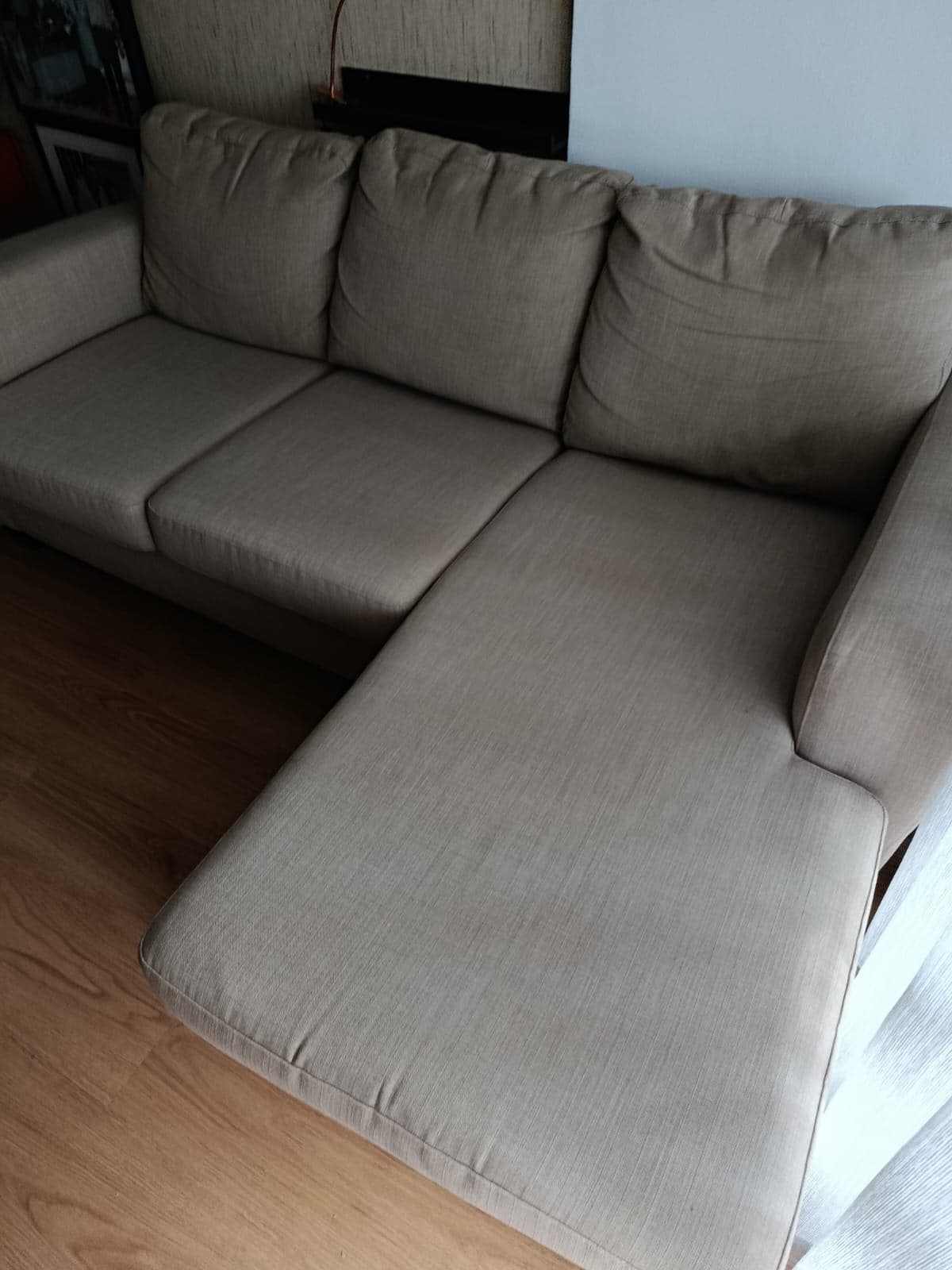 BALDERUM sofá 2 plazas con chaiselongue, Skiftebo beige