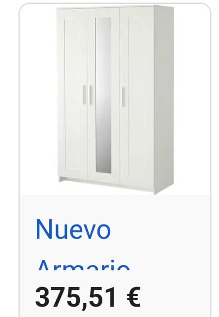 BRIMNES Armario con 3 puertas, blanco, 117x190 cm