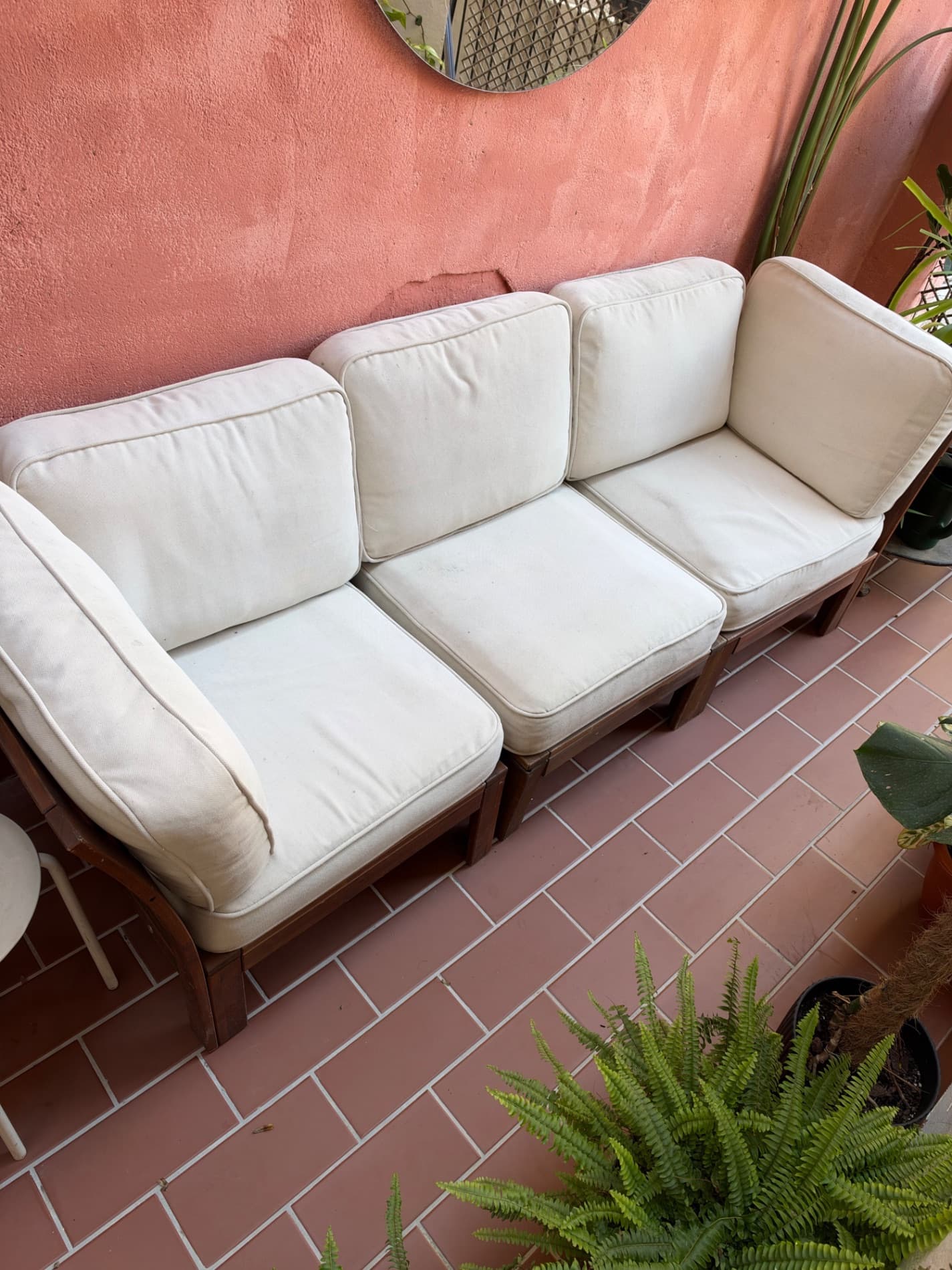 ÄPPLARÖ 3-seat modular sofa, outdoor, brown stained/Järpön/Duvholmen white