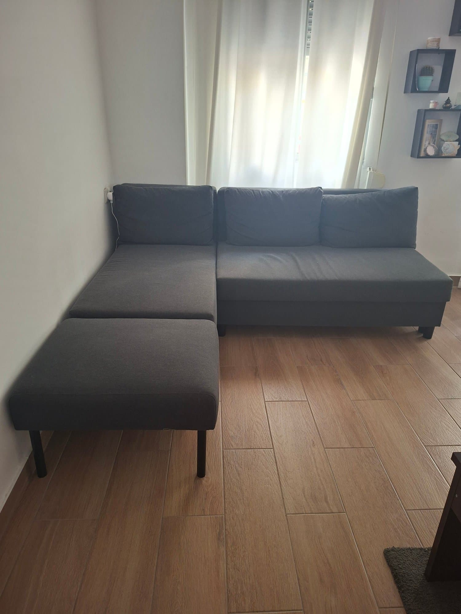 ÄLVDALEN Sofá cama 3 plazas con chaiselongue, Knisa gris oscuro