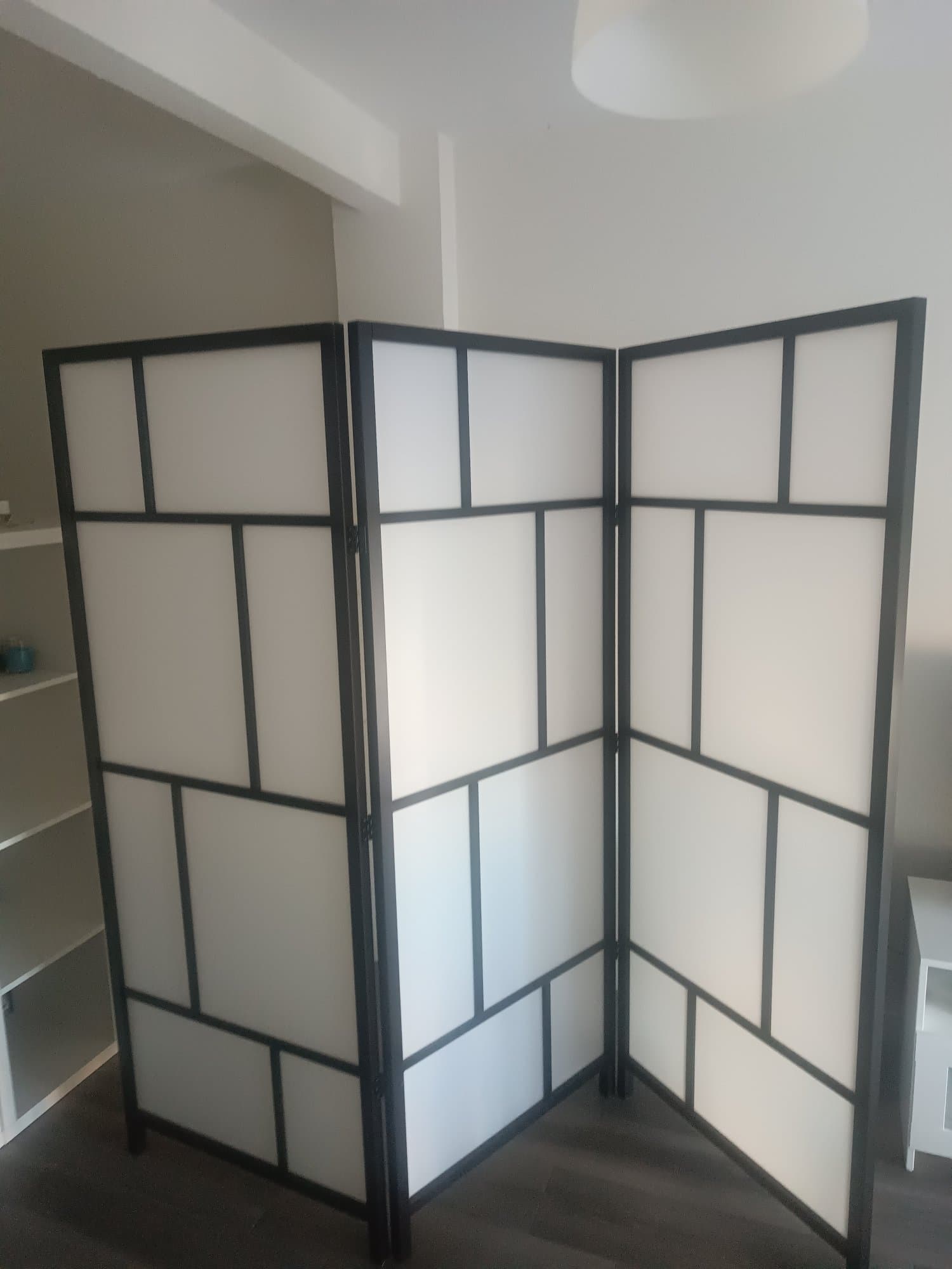 RISÖR biombo, blanco/negro, 216x185 cm