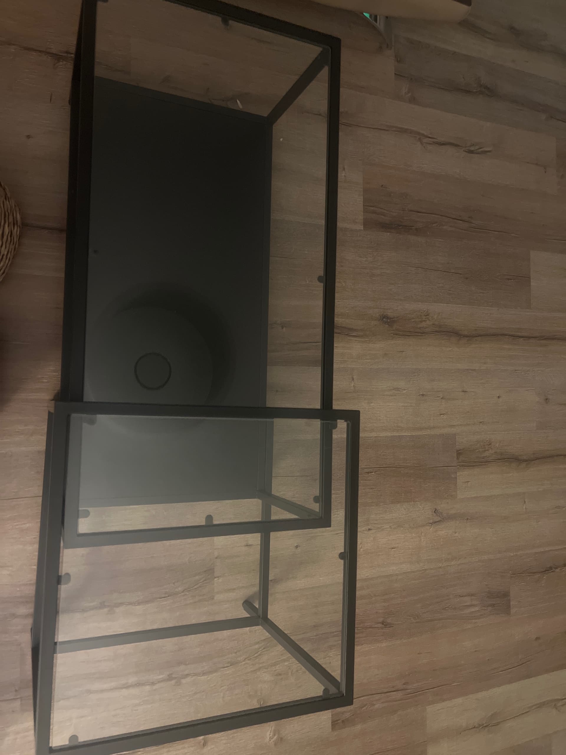 VITTSJÖ nest of tables, set of 2, black-brown/glass, 90x50 cm