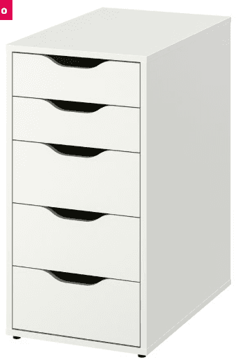 ALEX calaixera amb rodes, blanc/negre, 36x76 cm