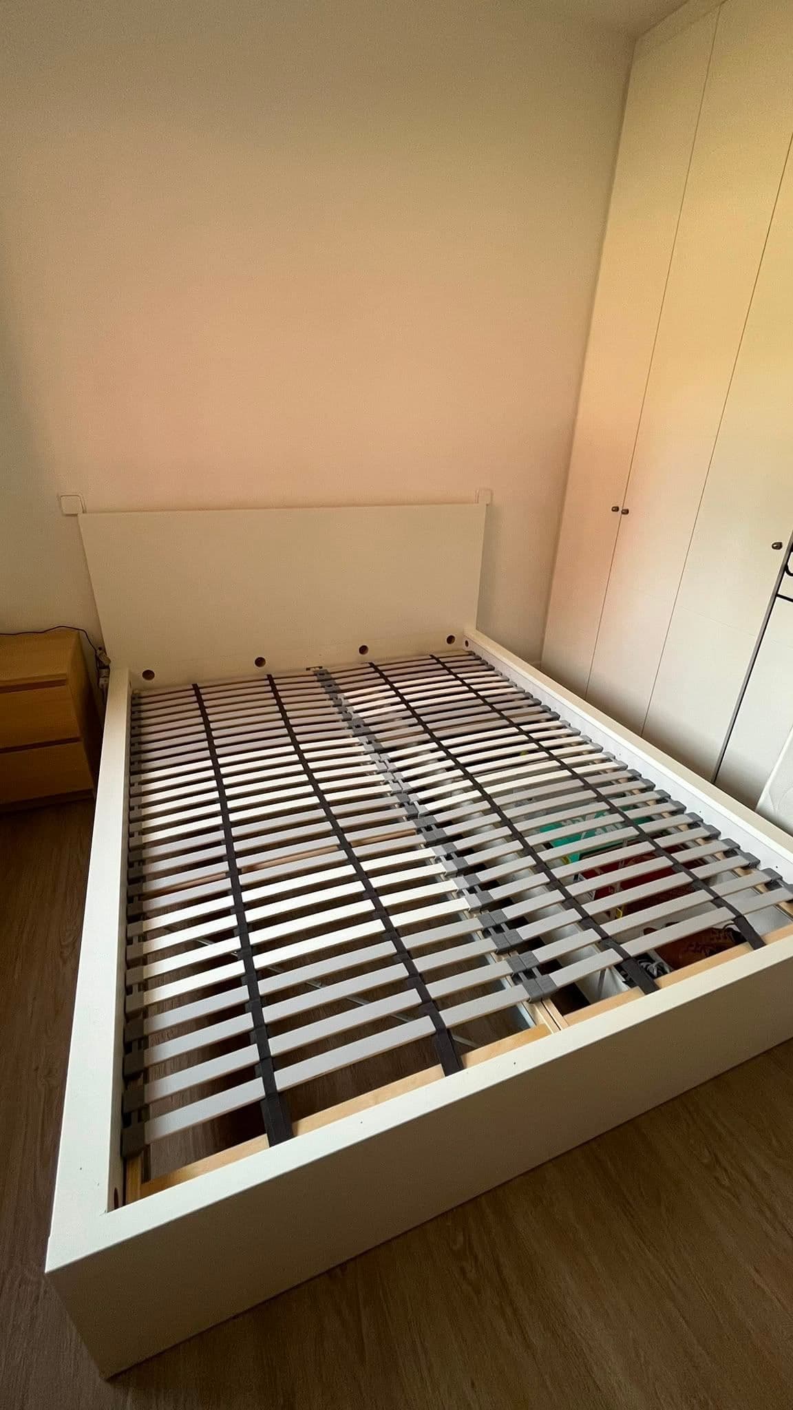 MALM estruc llit alt+2 cx, blanc/Lönset, 180x200 cm