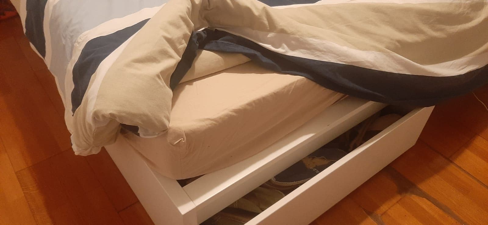 MALM estructura de cama con 4 cajones, blanco/Lönset, 180x200 cm