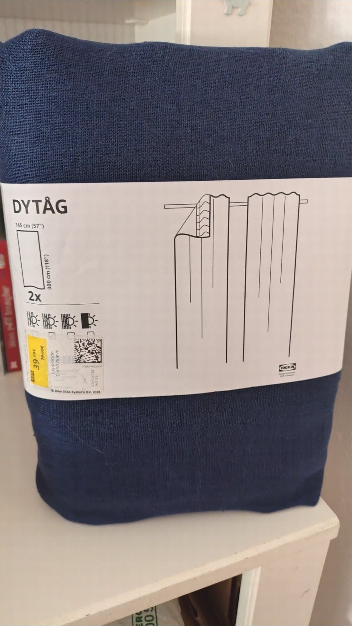 CORTINAS DYTÅG curtains, 1 pair, grey-blue, 145x300 cm