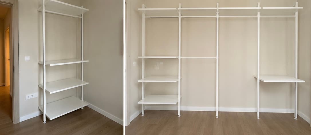 ELVARLI combinació d'armari, blanc, 258x51x222-350 cm