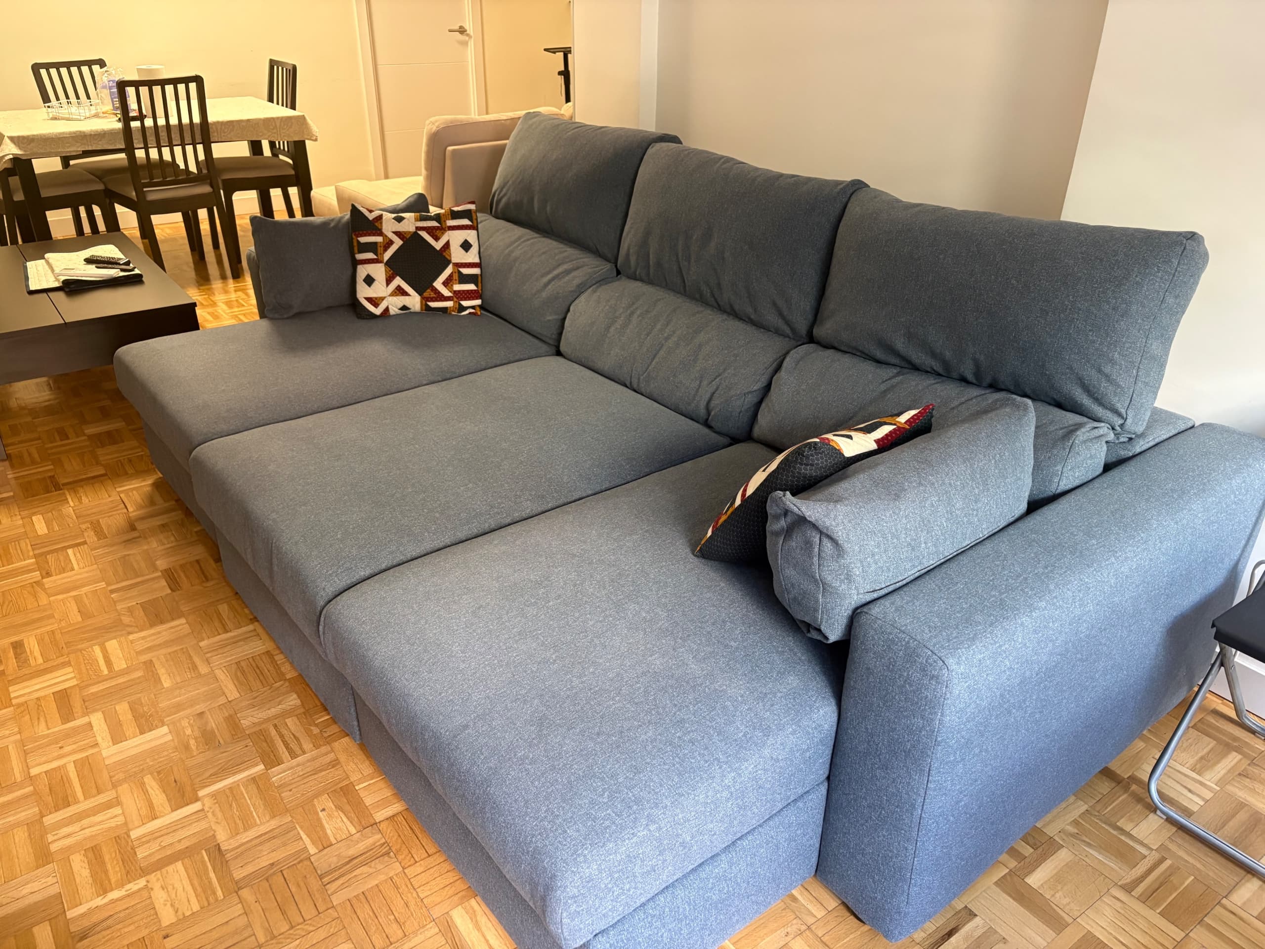 ESKILSTUNA sofà de 3 places amb chaise longue, Gunnared blau