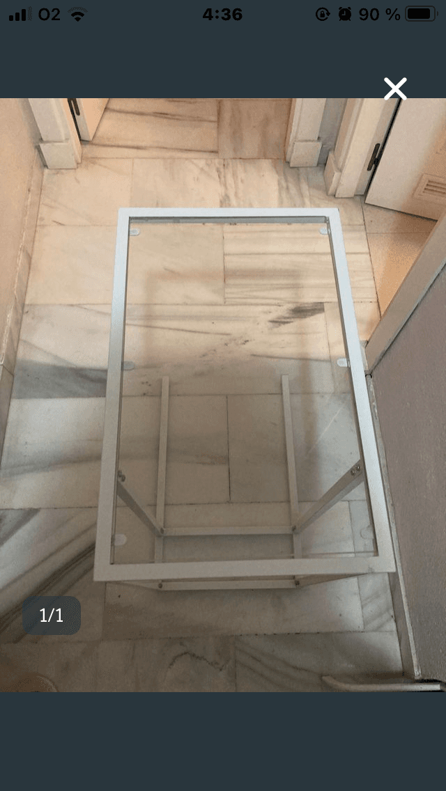 VITTSJÖ soporte portátil, branco/vidro, 35x65 cm