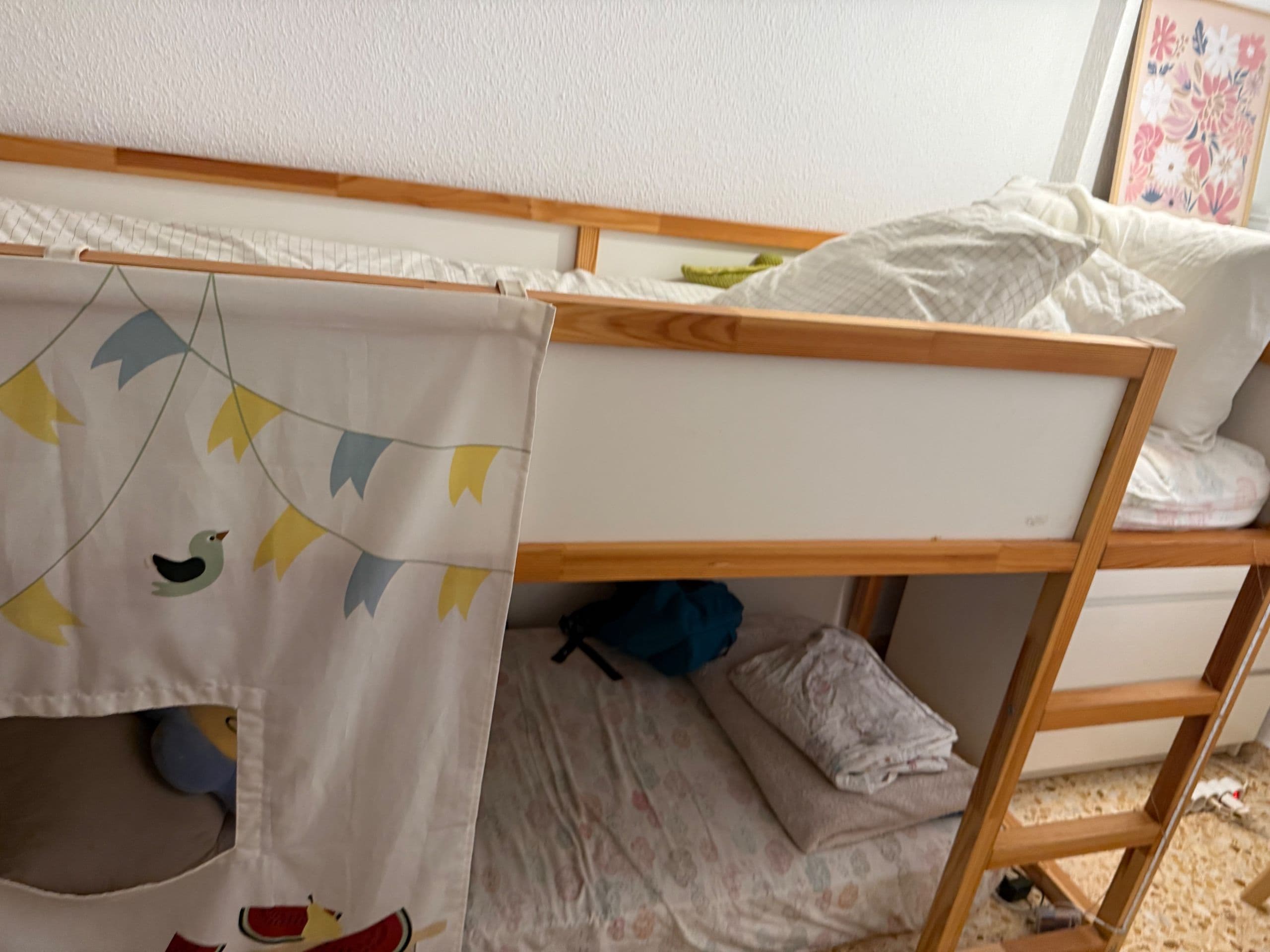 KURA llit reversible, blanc/Pi pinyer, 90x200 cm