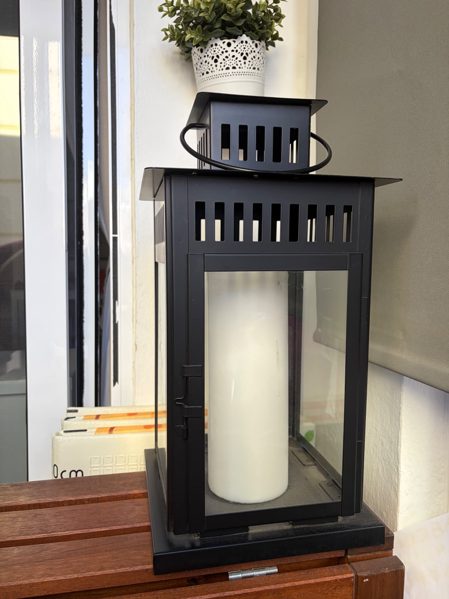 BORRBY Farol vela gr, negro int/ext negro, 24 x24 cm