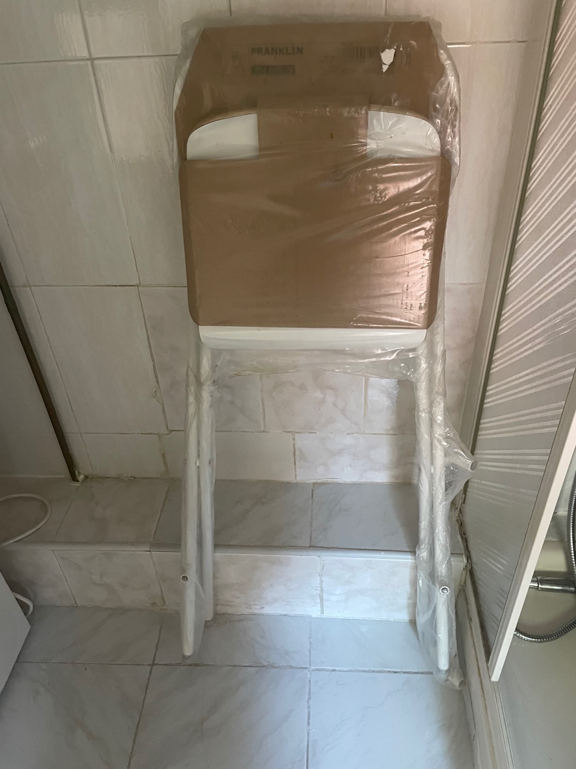 FRANKLIN tamboret alt+respatller, plegable, alçària del tauler blanc/blanc, 63 cm