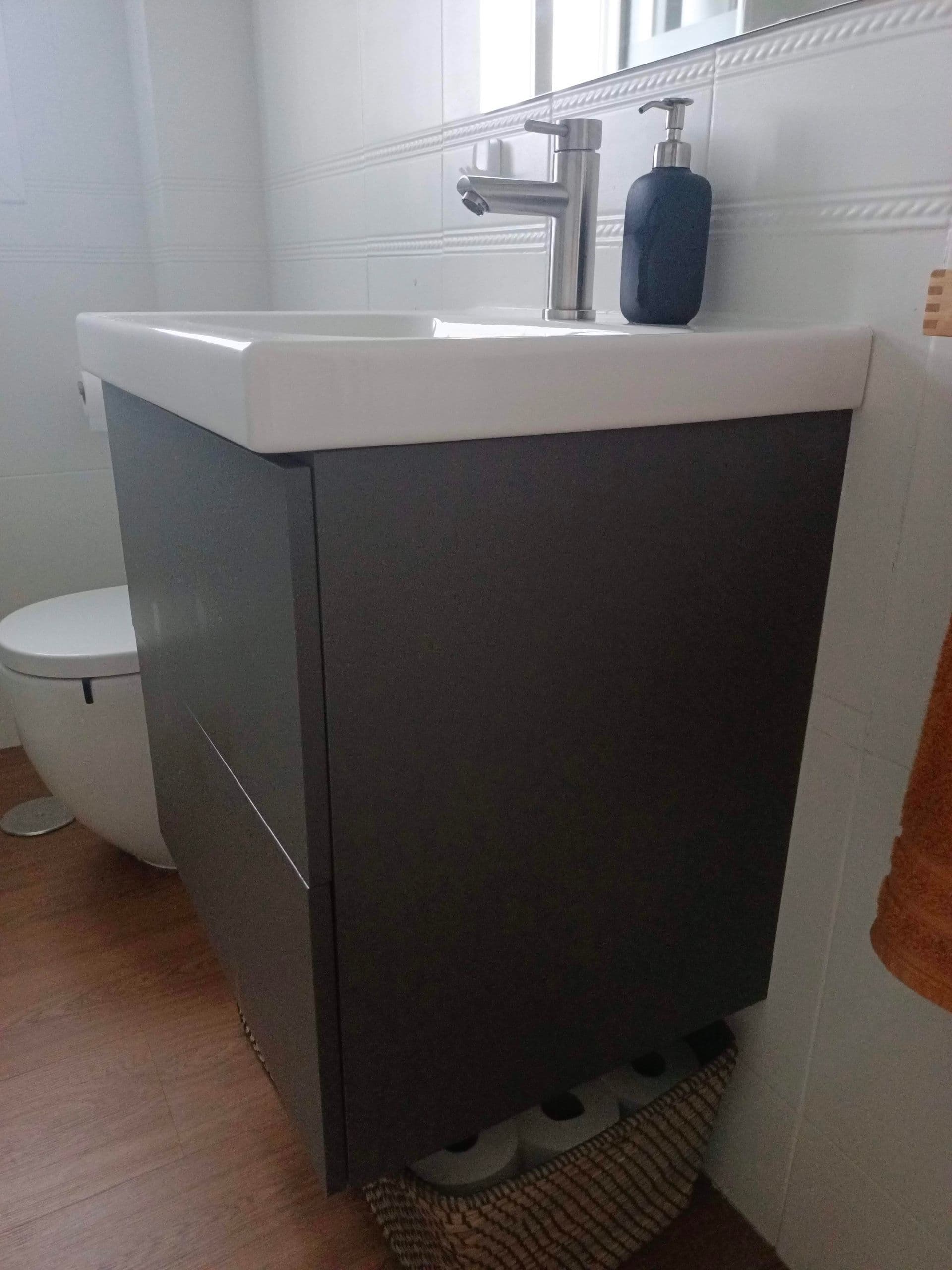 ENHET / TVÄLLEN armari amb calaixos/lavabo/aixeta, gris estructura/gris, 64x43x65 cm