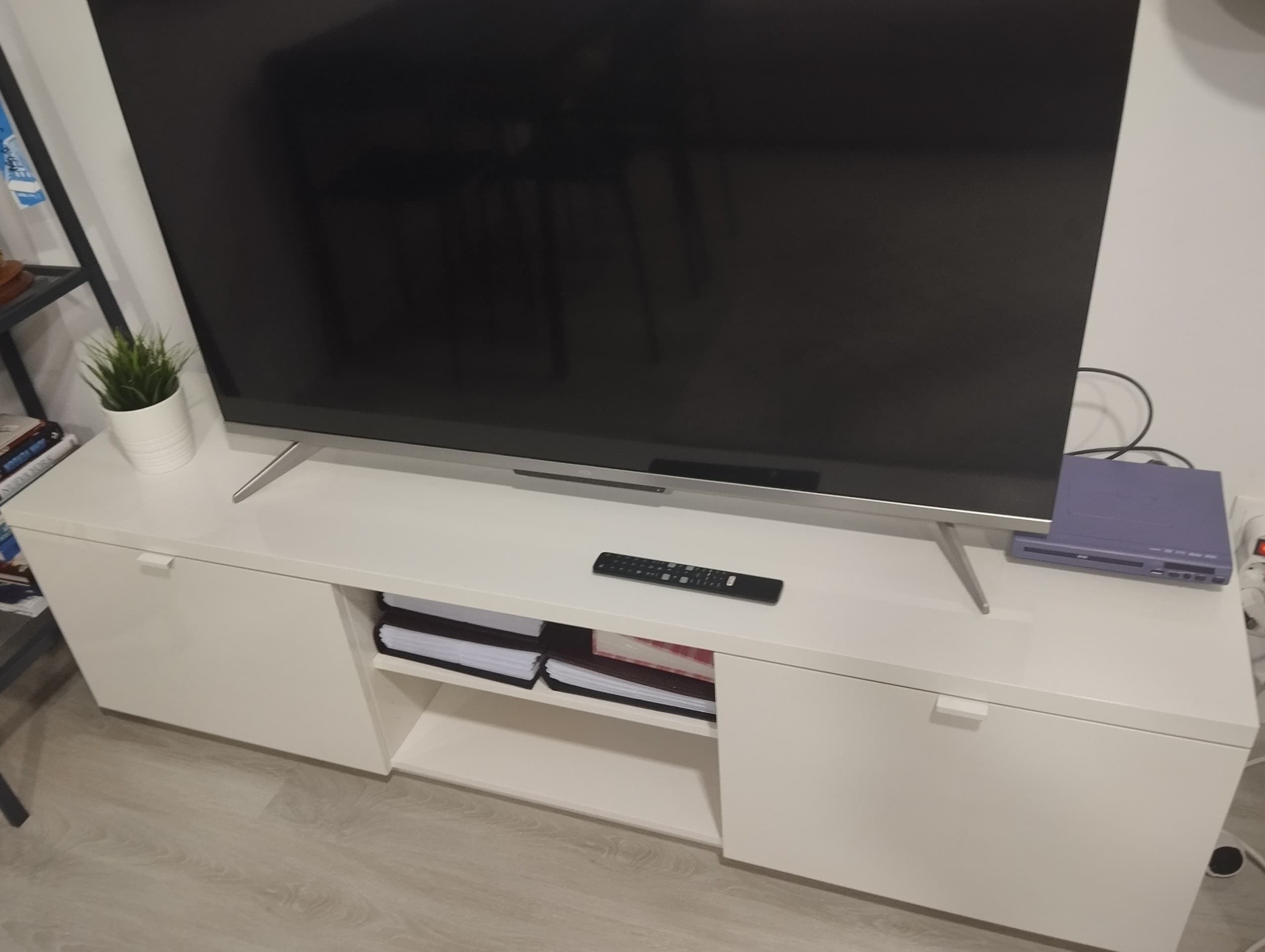 BYÅS moble TV, alto brillo branco, 160x42x45 cm