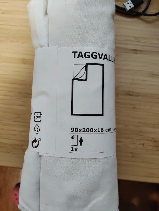 TAGGVALLMO llençol ajustable, blanc, 90x200 cm