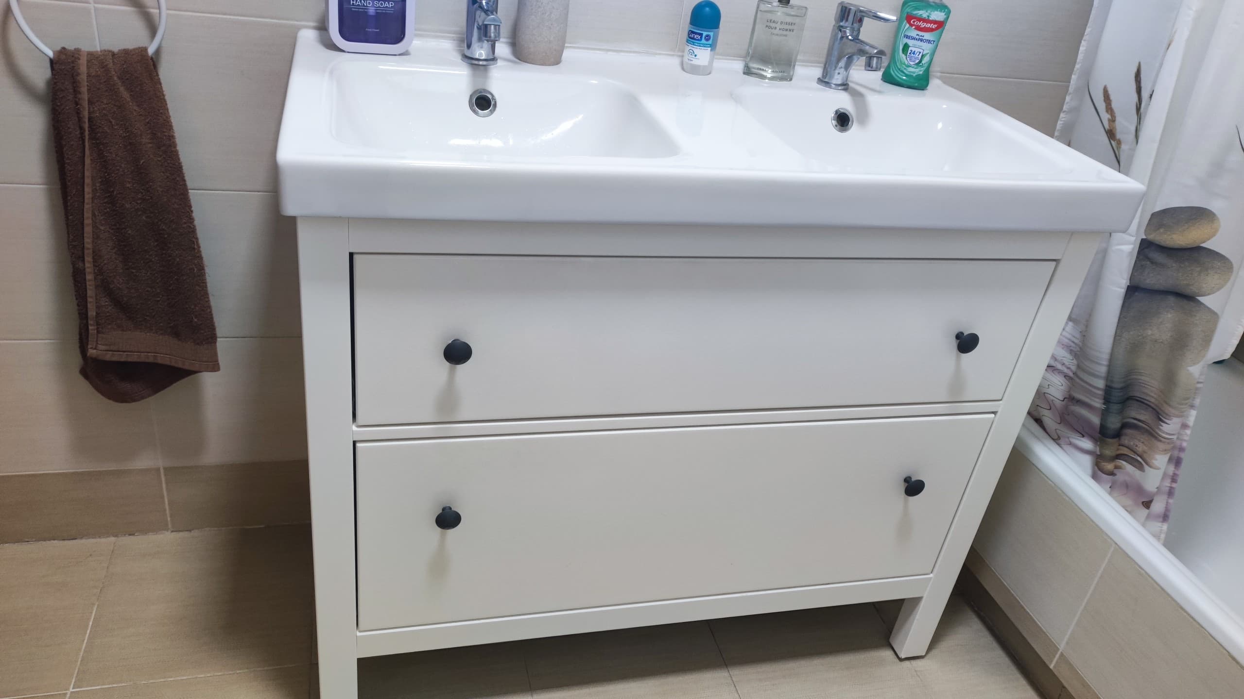 HEMNES Armario lavabo 2 cajones, blanco, 80x47x83 cm