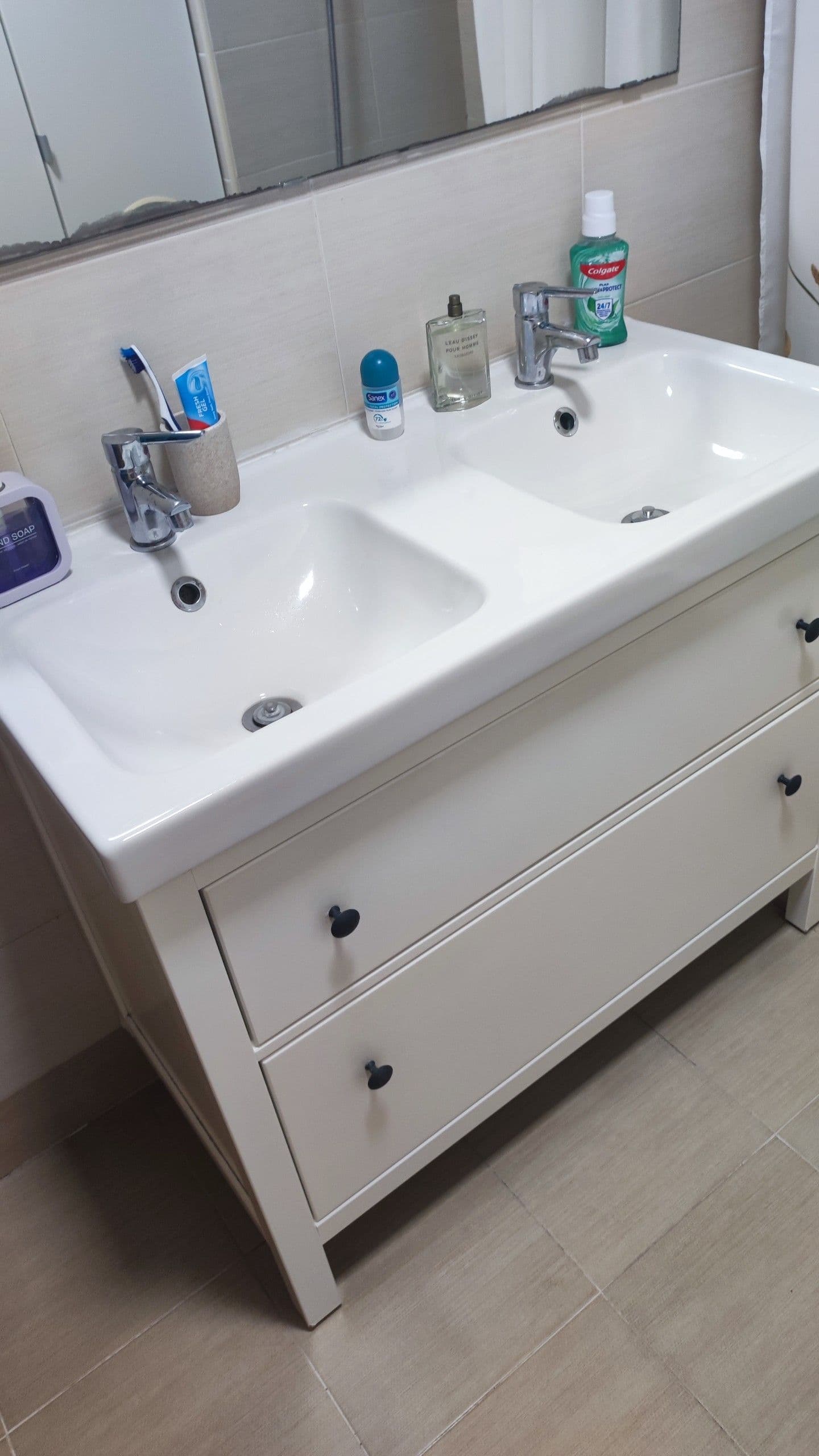 HEMNES Armario lavabo 2 cajones, blanco, 80x47x83 cm