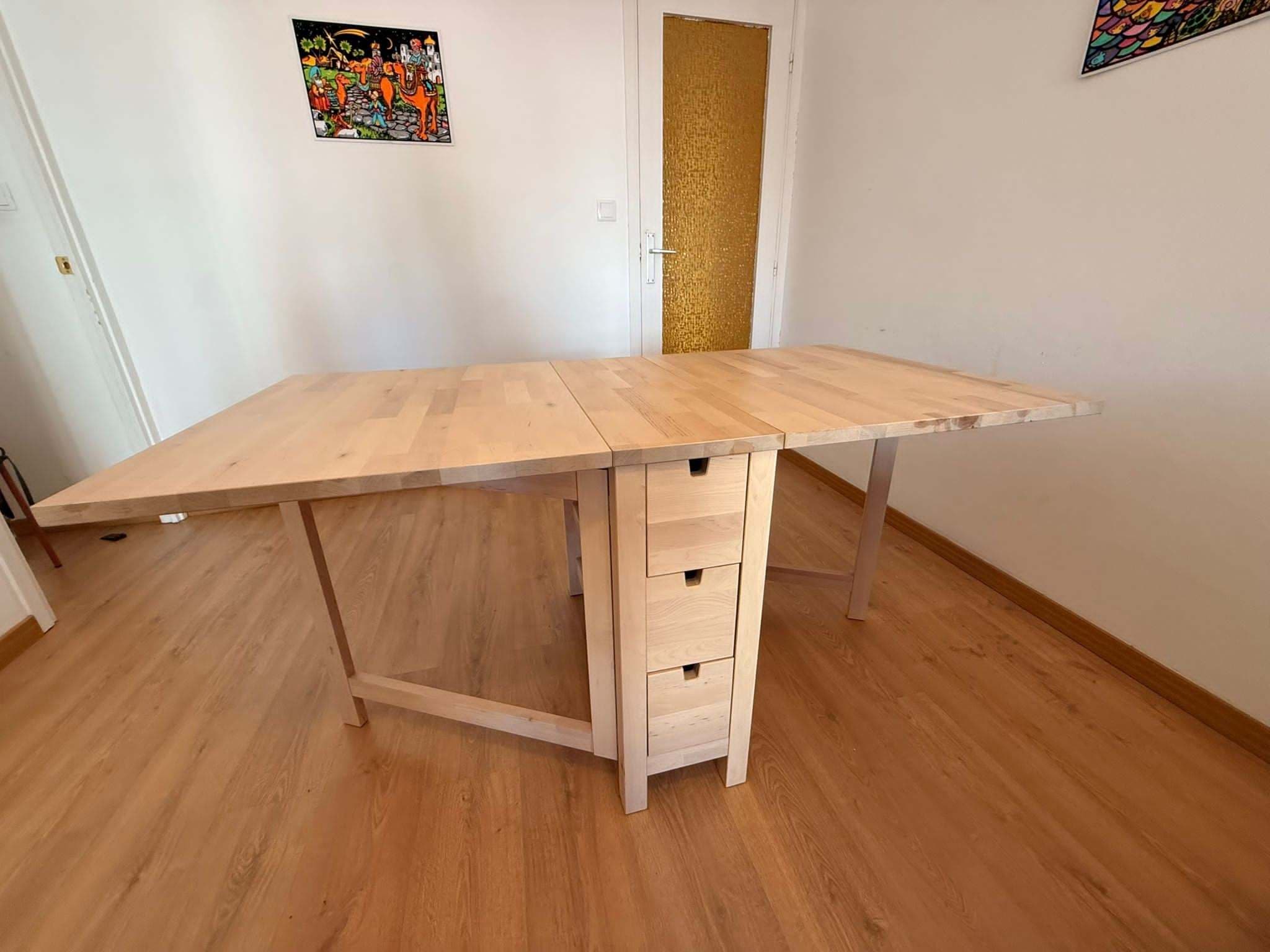 NORDEN mesa alas abatibles, abedul, 26/89/152x80 cm