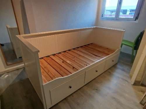 HEMNES Estructura diván con 3 cajones, blanco, 80x200 cm