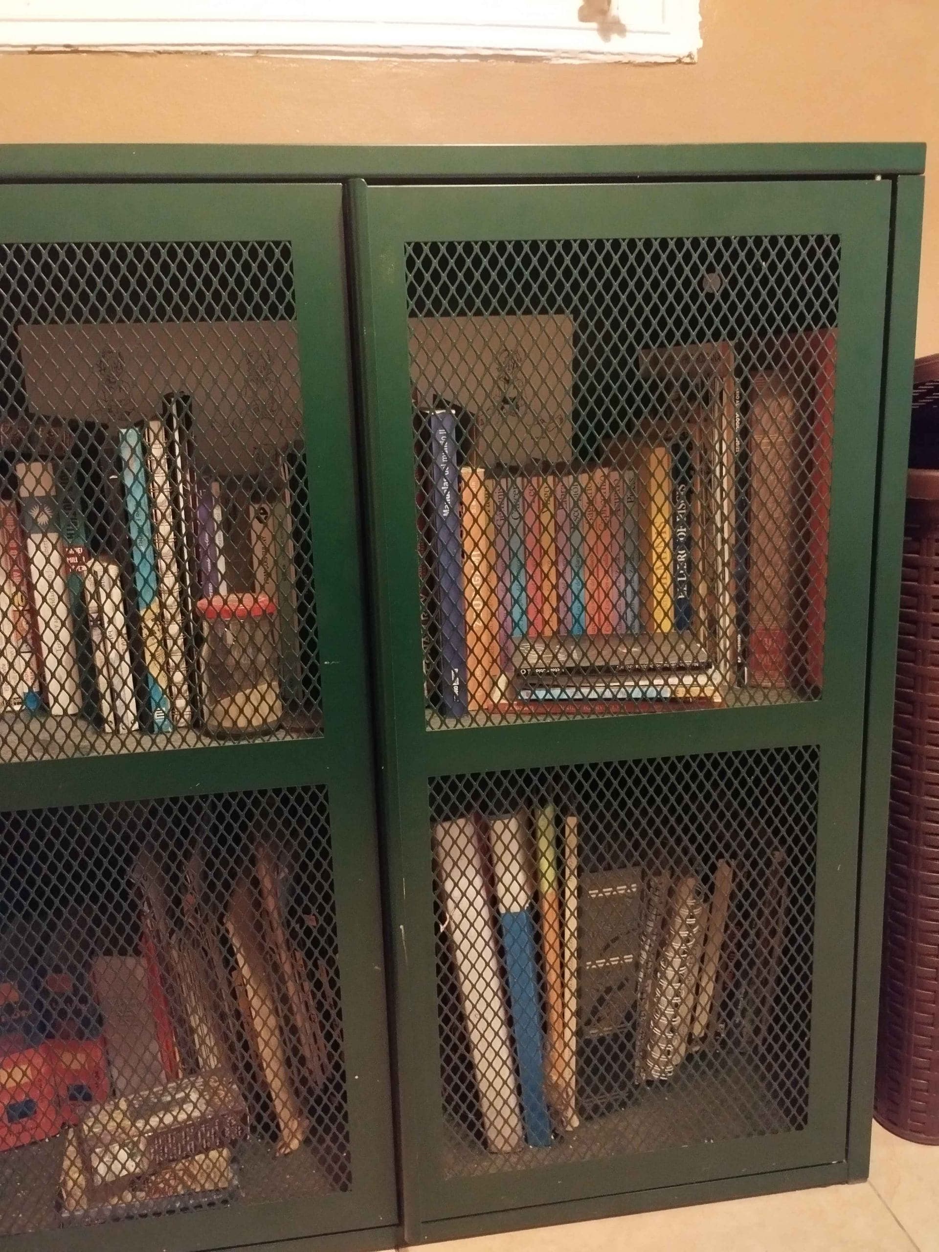 IVAR cabinet with doors, grey-green mesh, 80x83 cm