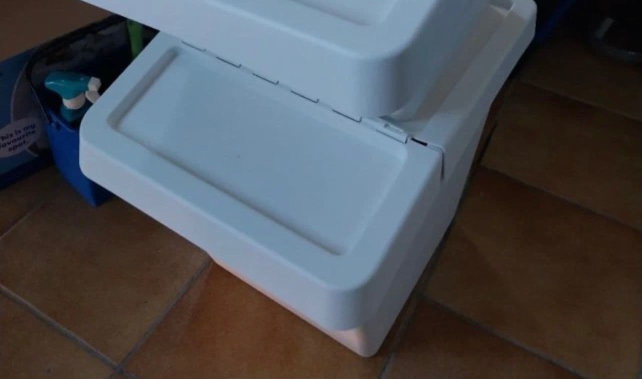 SORTERA cubo de clasificación con tapa, beige, 60 l