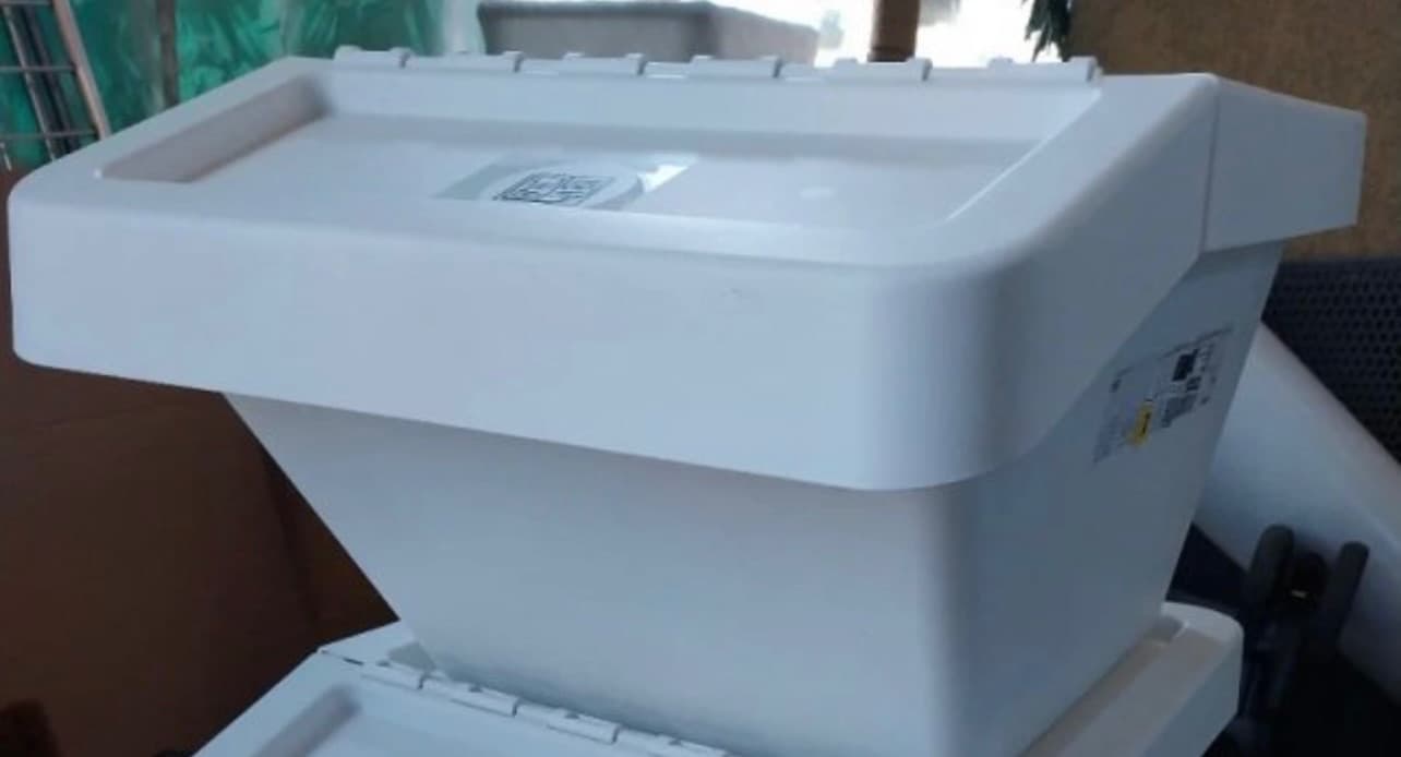 SORTERA cubo de clasificación con tapa, beige, 37 l