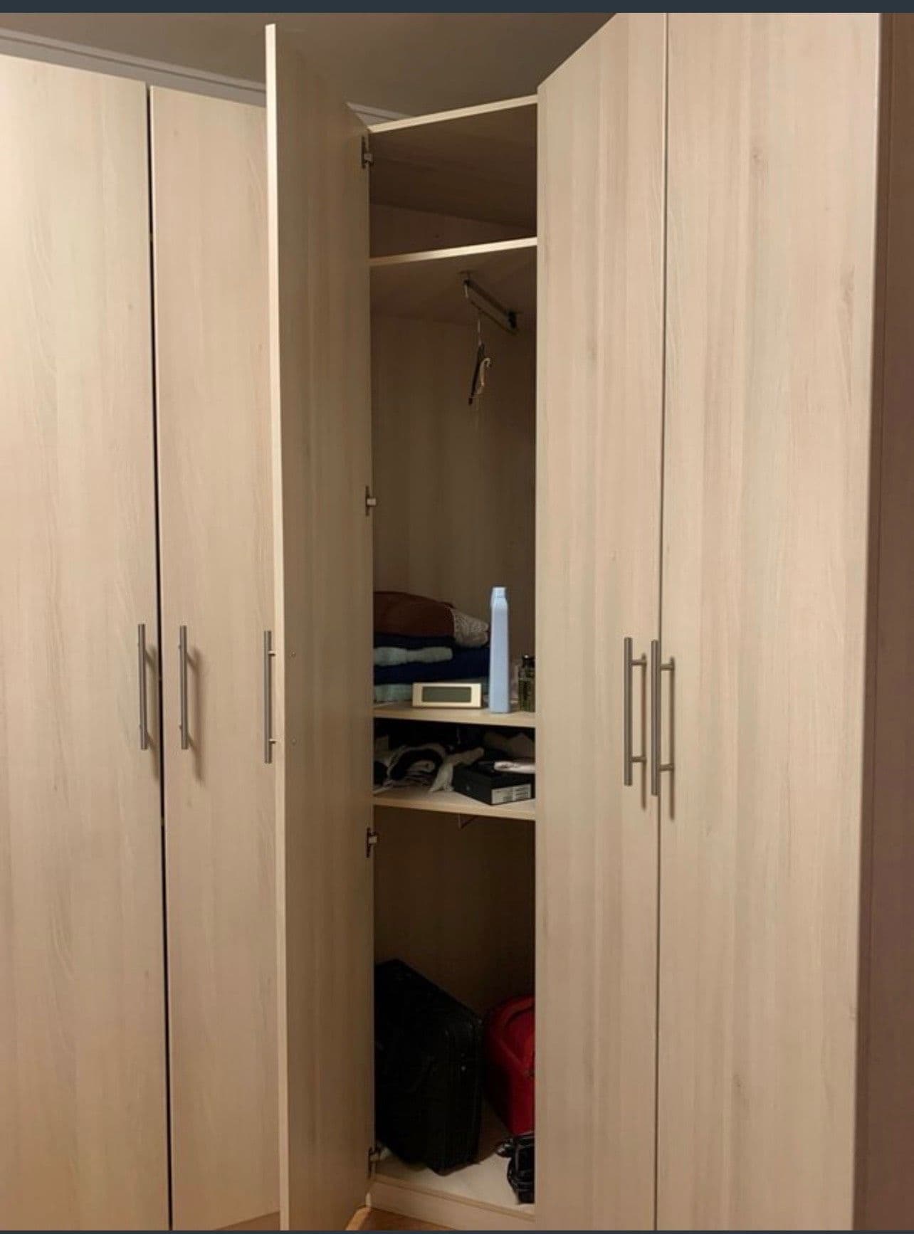 PAX / STORKLINTA combinació d'armari, beix grisenc/efecte roure, 200x66x201 cm
