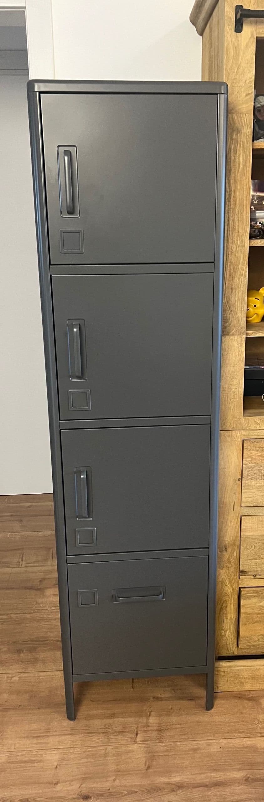 IDÅSEN Armario alto con puertas y cajones, gris oscuro, 45x172 cm